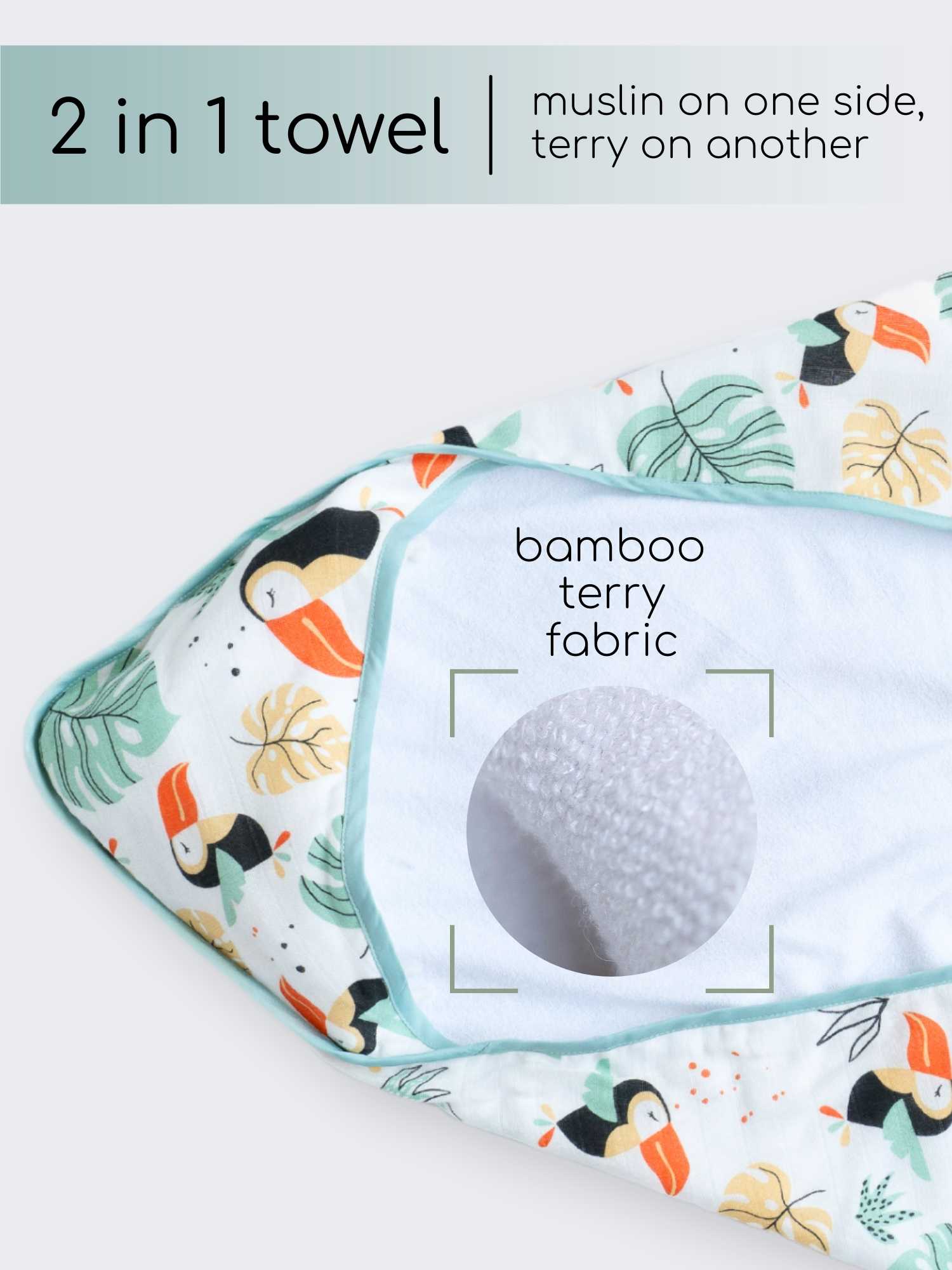 bamboo muslin + terry hooded towel - into the wild