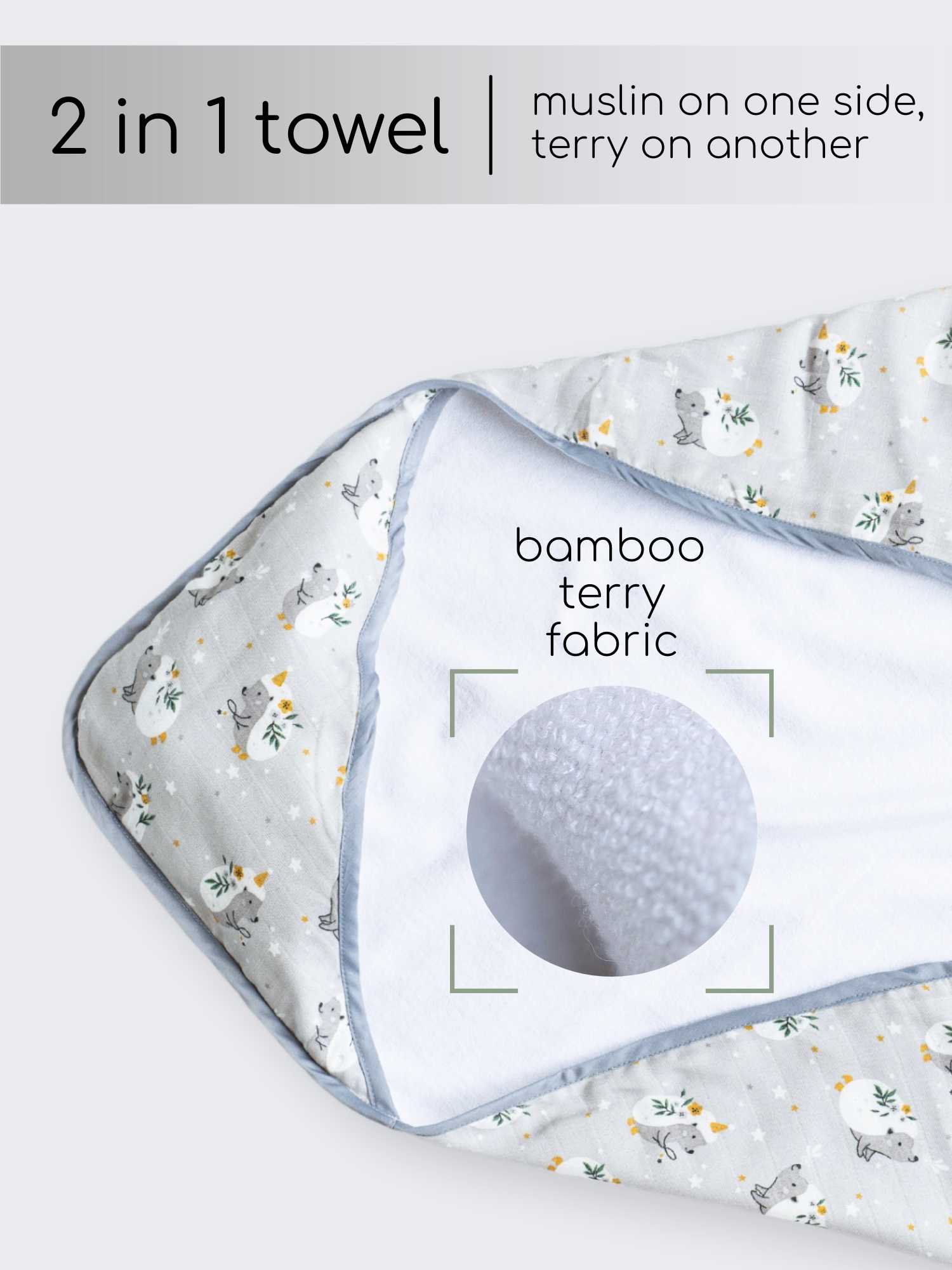 bamboo muslin + terry hooded towel - into the wild