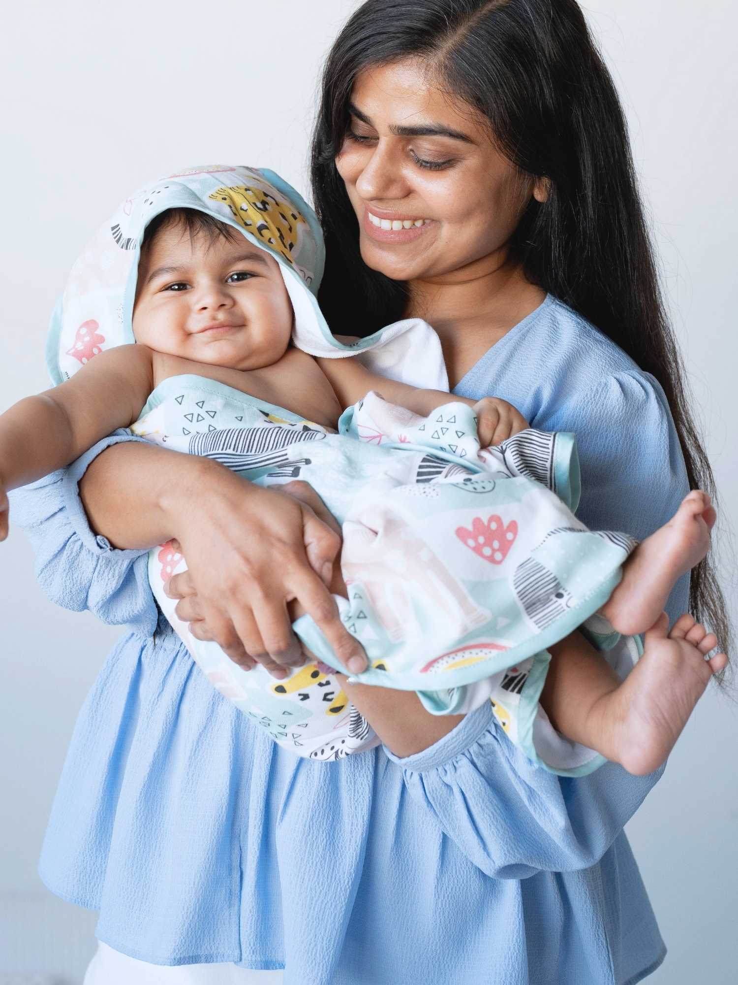 bamboo muslin + terry hooded towel - into the wild