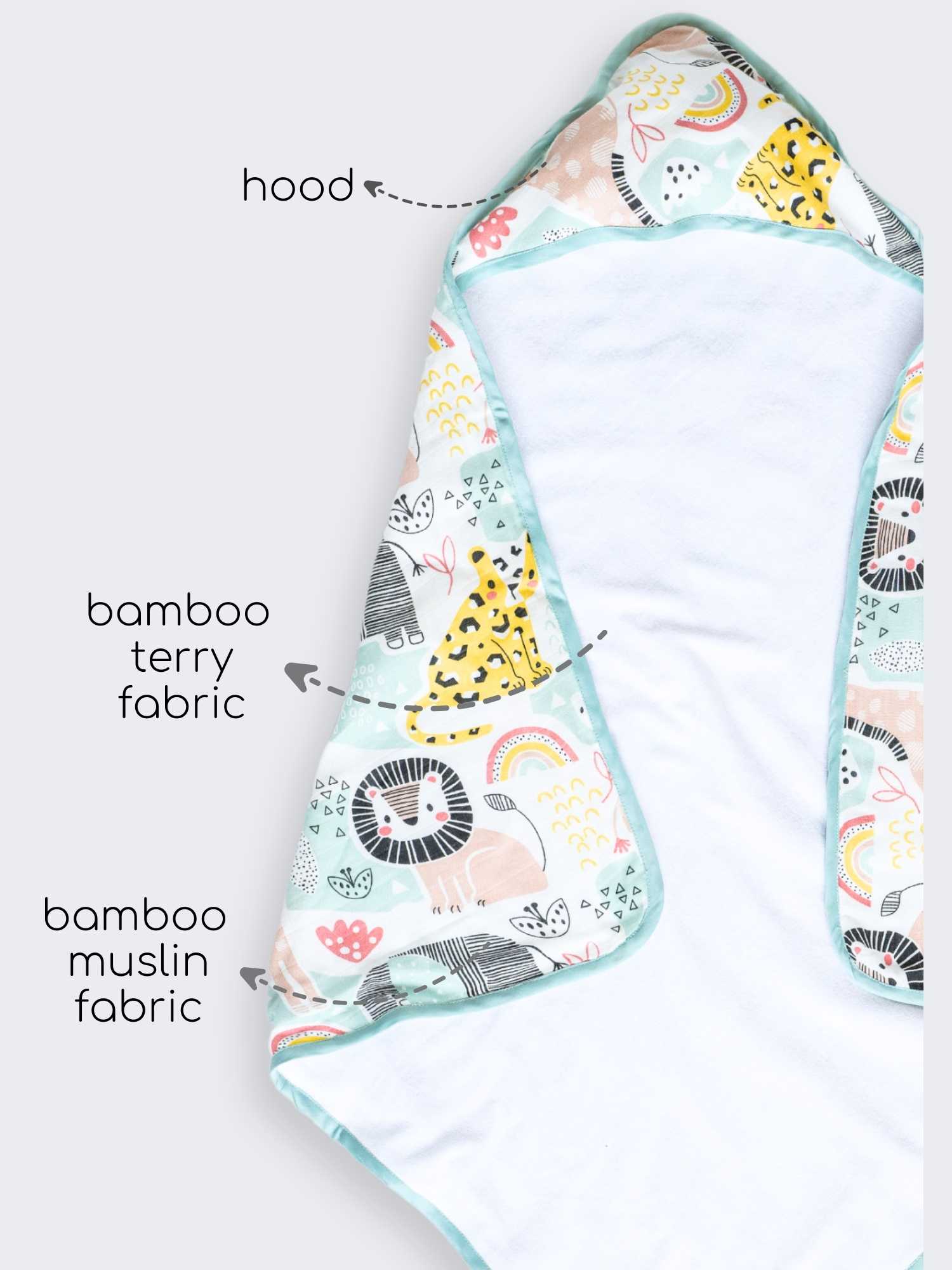 bamboo muslin + terry hooded towel - into the wild