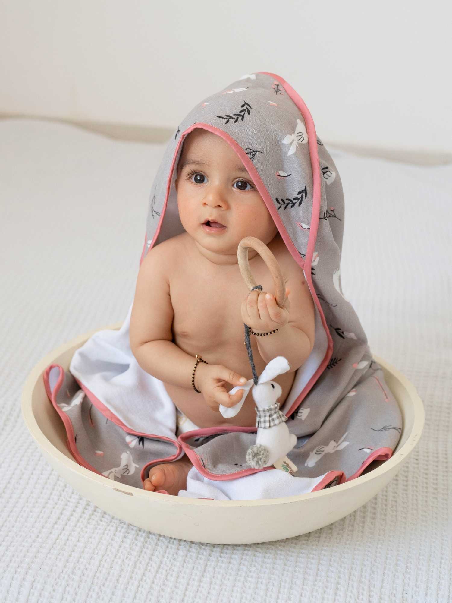 bamboo muslin + terry hooded towel - into the wild