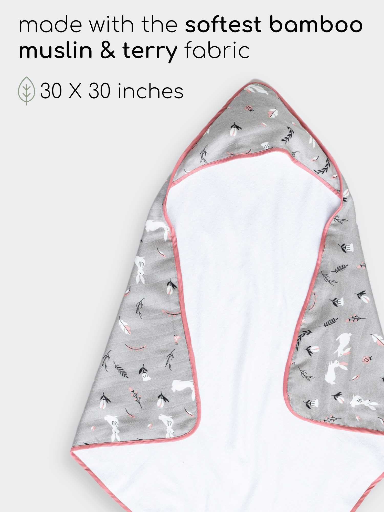 bamboo muslin + terry hooded towel - into the wild