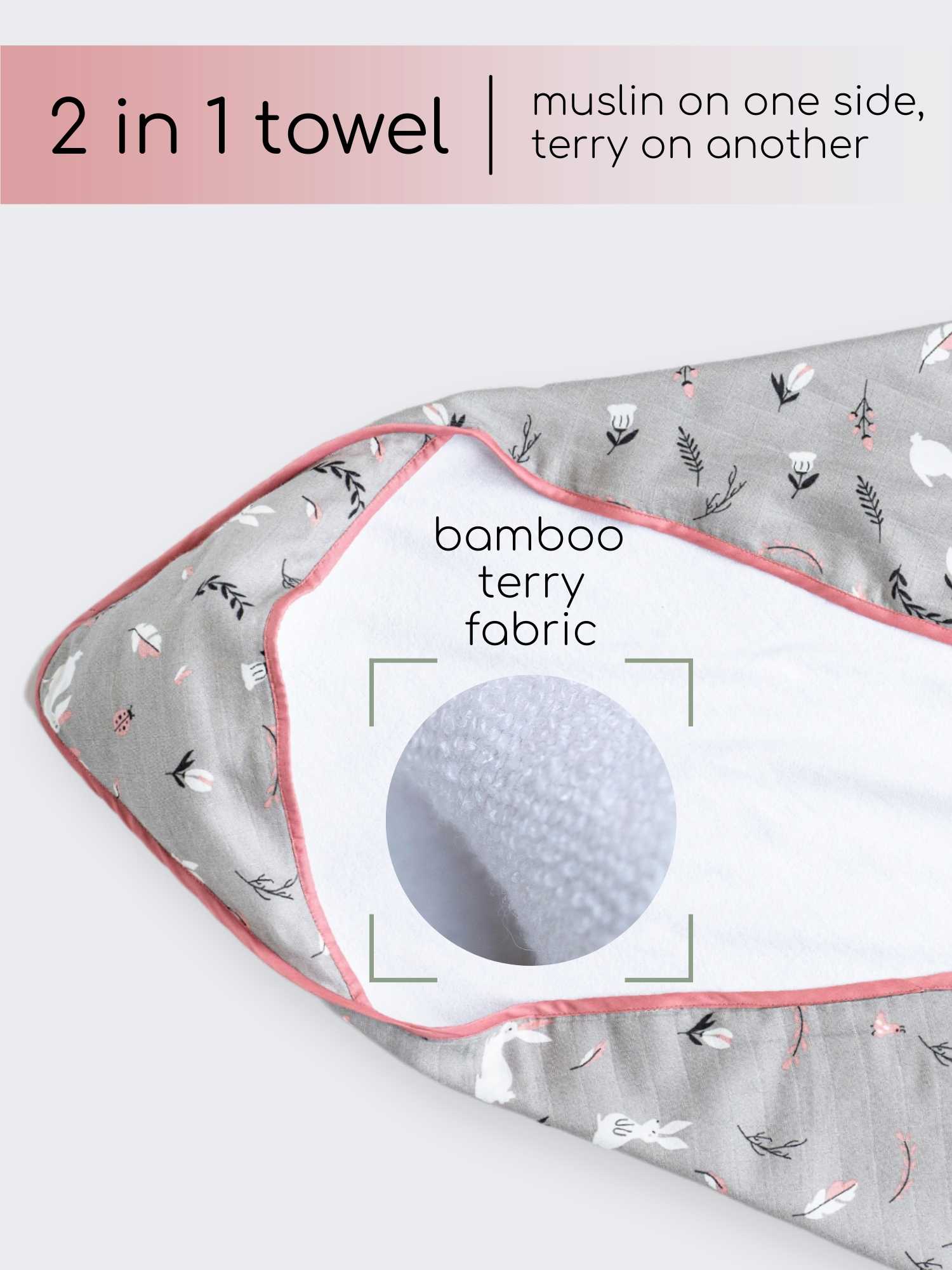 bamboo muslin + terry hooded towel - into the wild