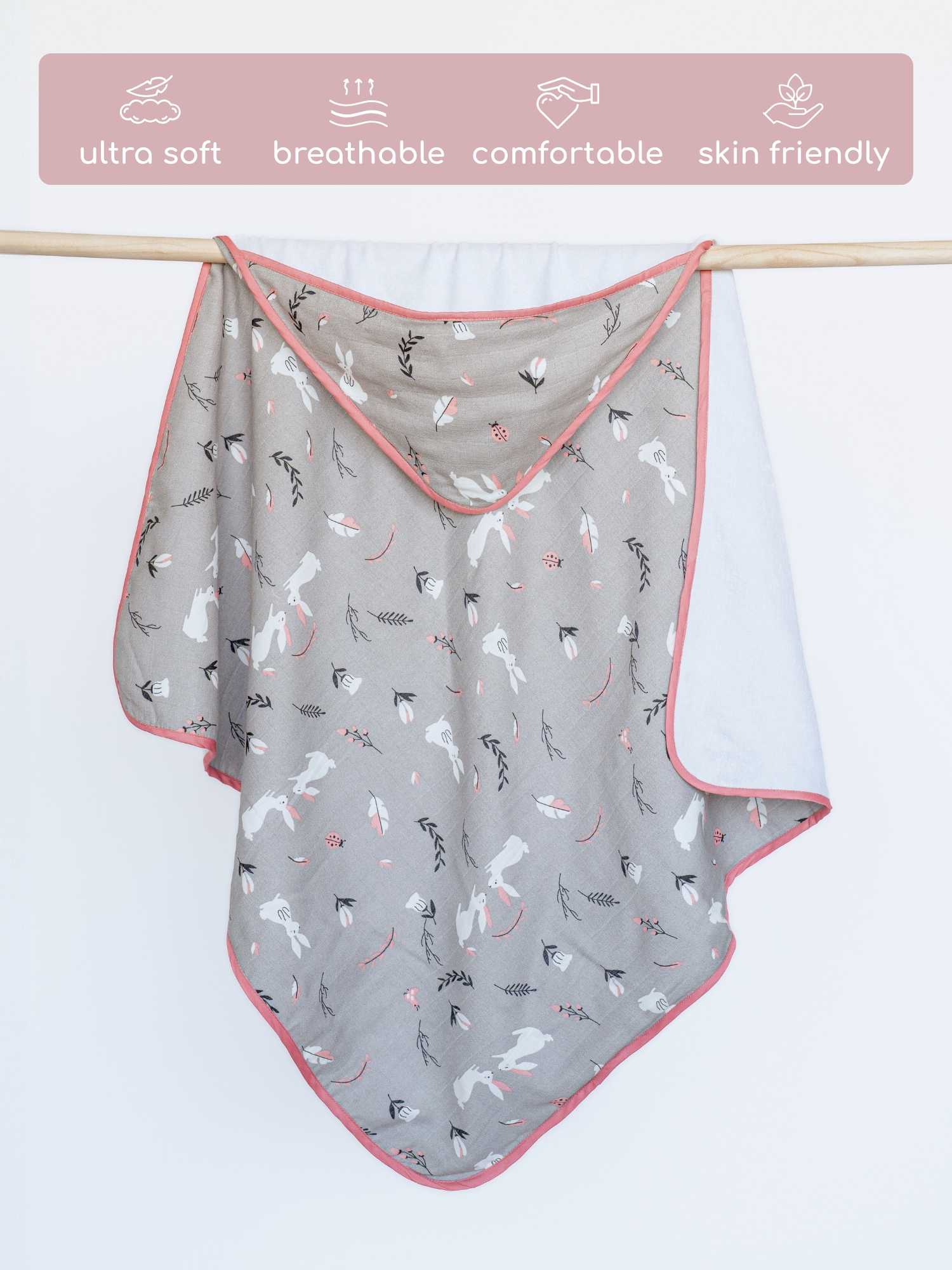 bamboo muslin + terry hooded towel - into the wild