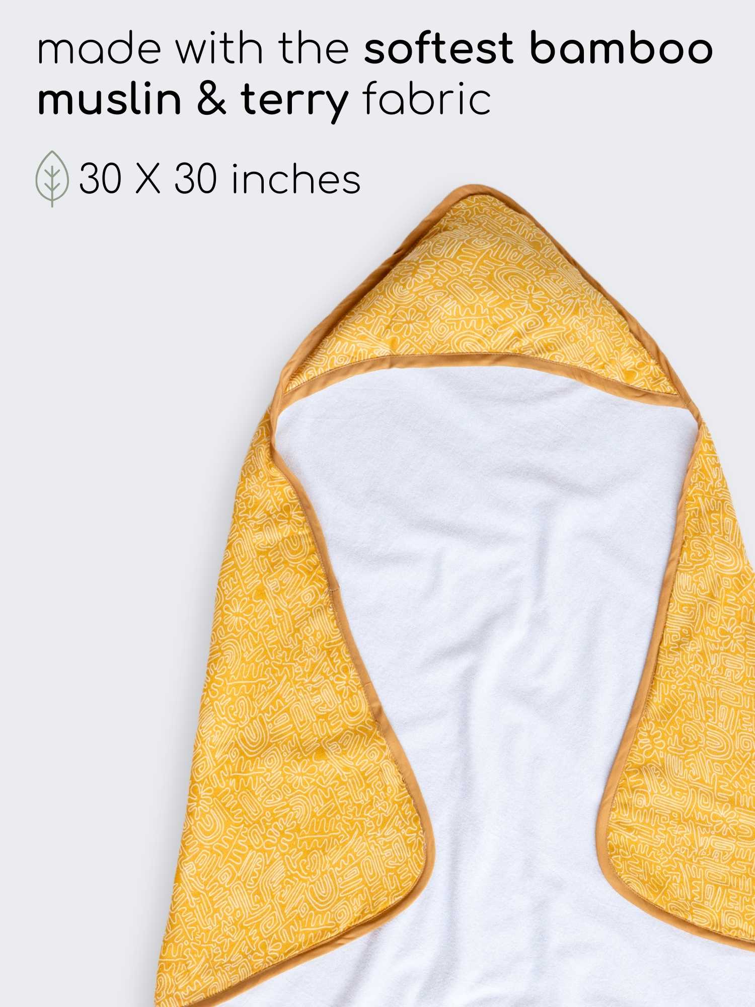 bamboo muslin + terry hooded towel - abstract world