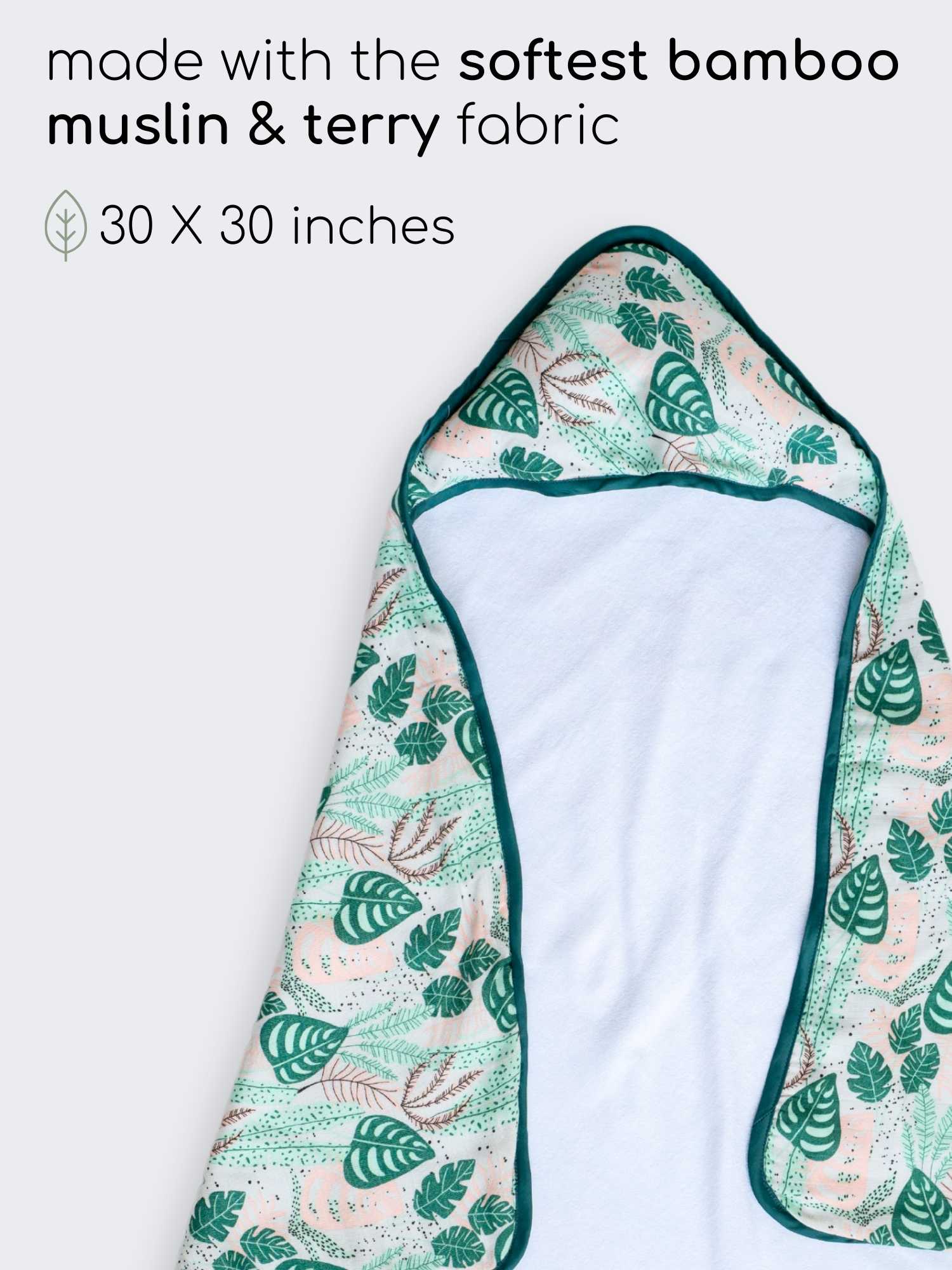 bamboo muslin + terry hooded towel - enchanted garden