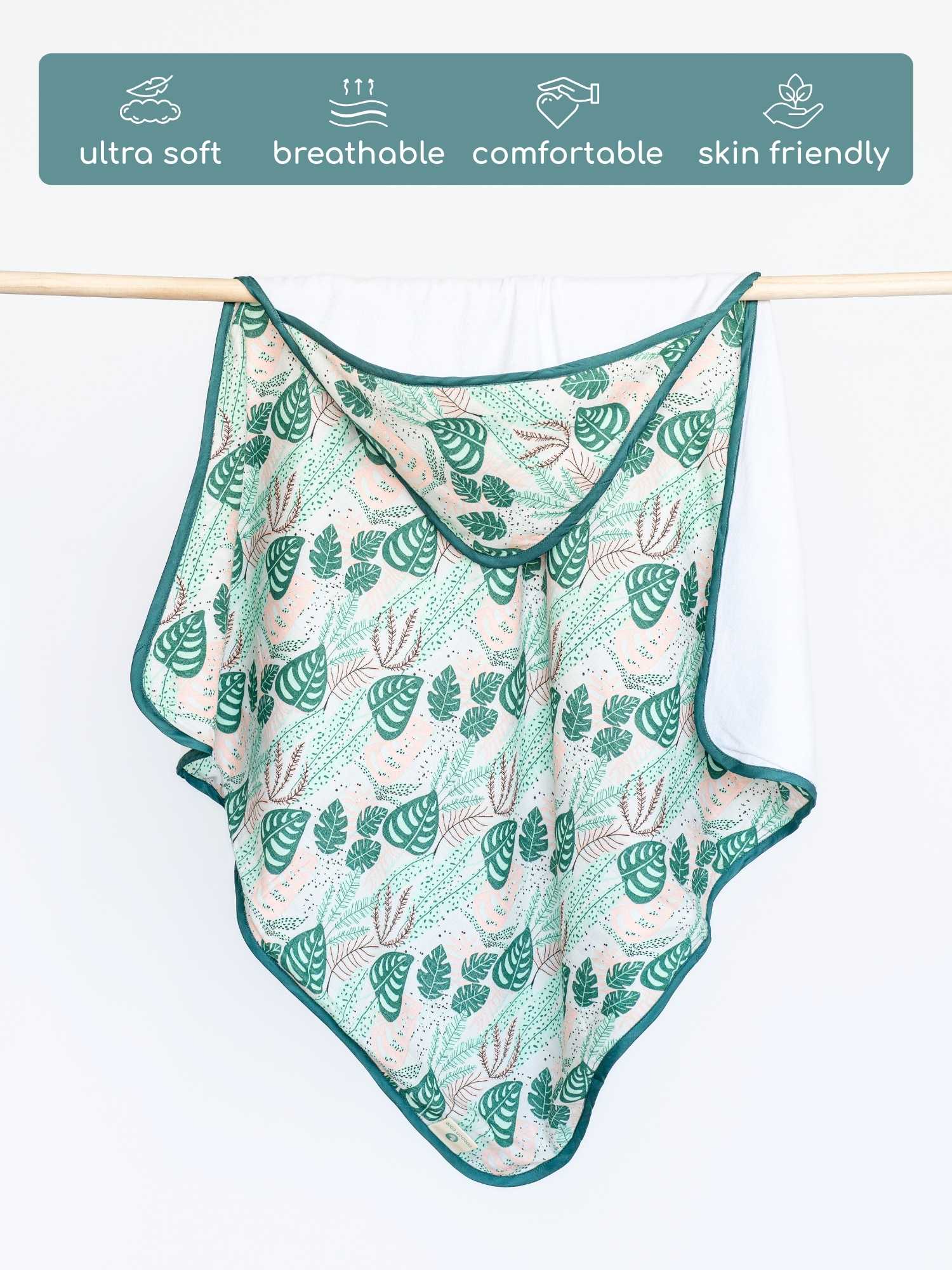 bamboo muslin + terry hooded towel - enchanted garden
