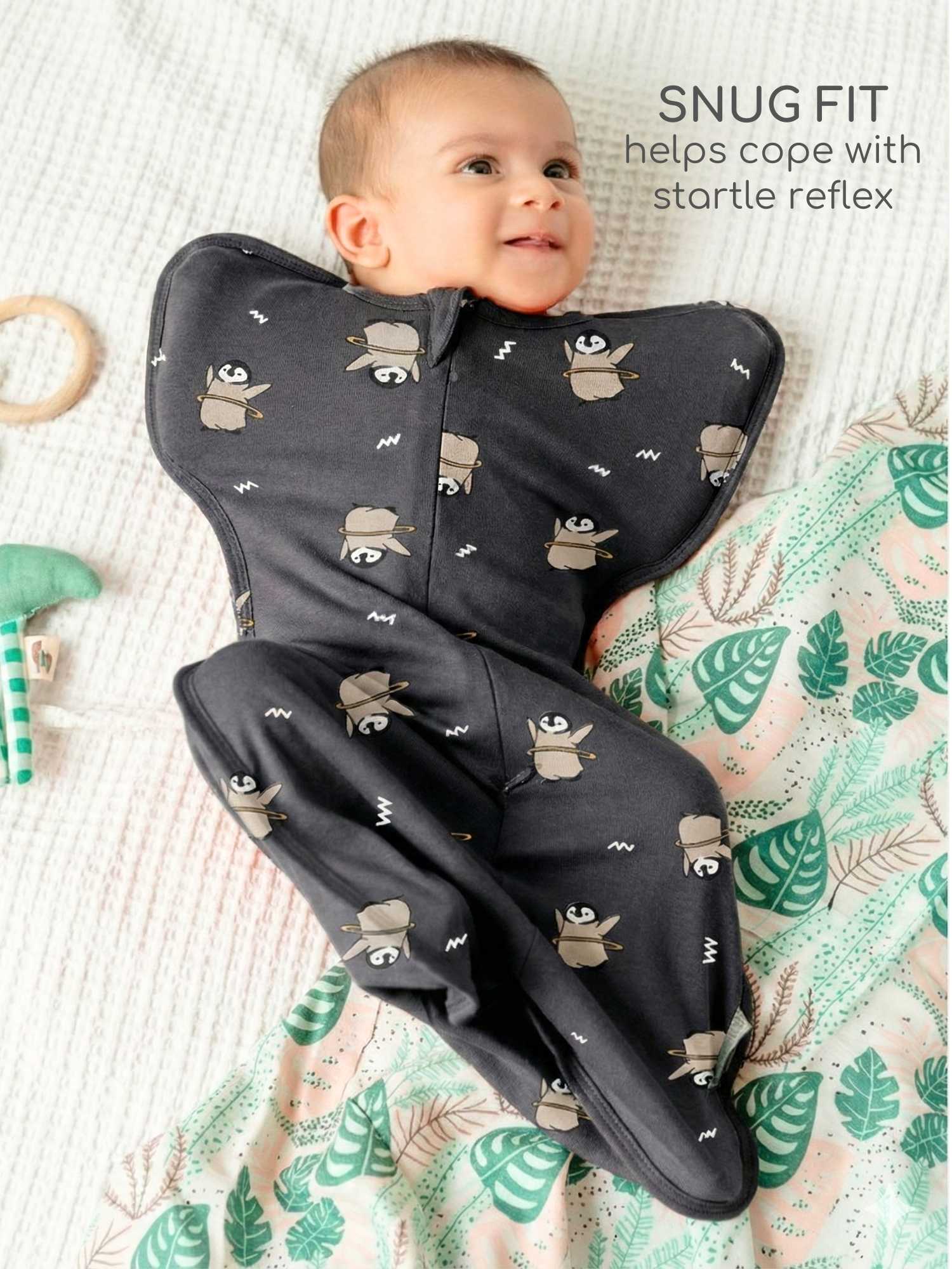 bamboo hands up swaddle pod for baby - prints