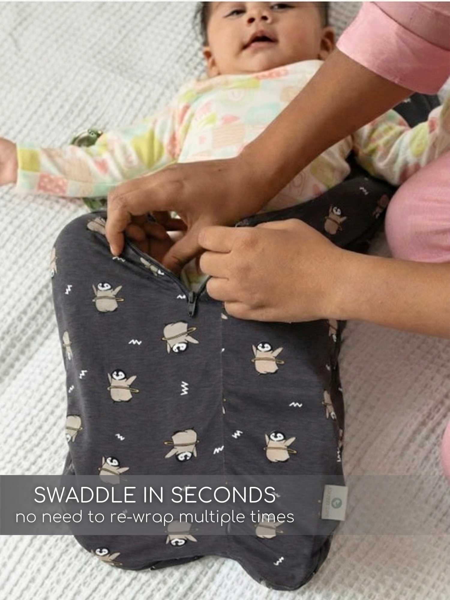 bamboo hands up swaddle pod for baby - prints