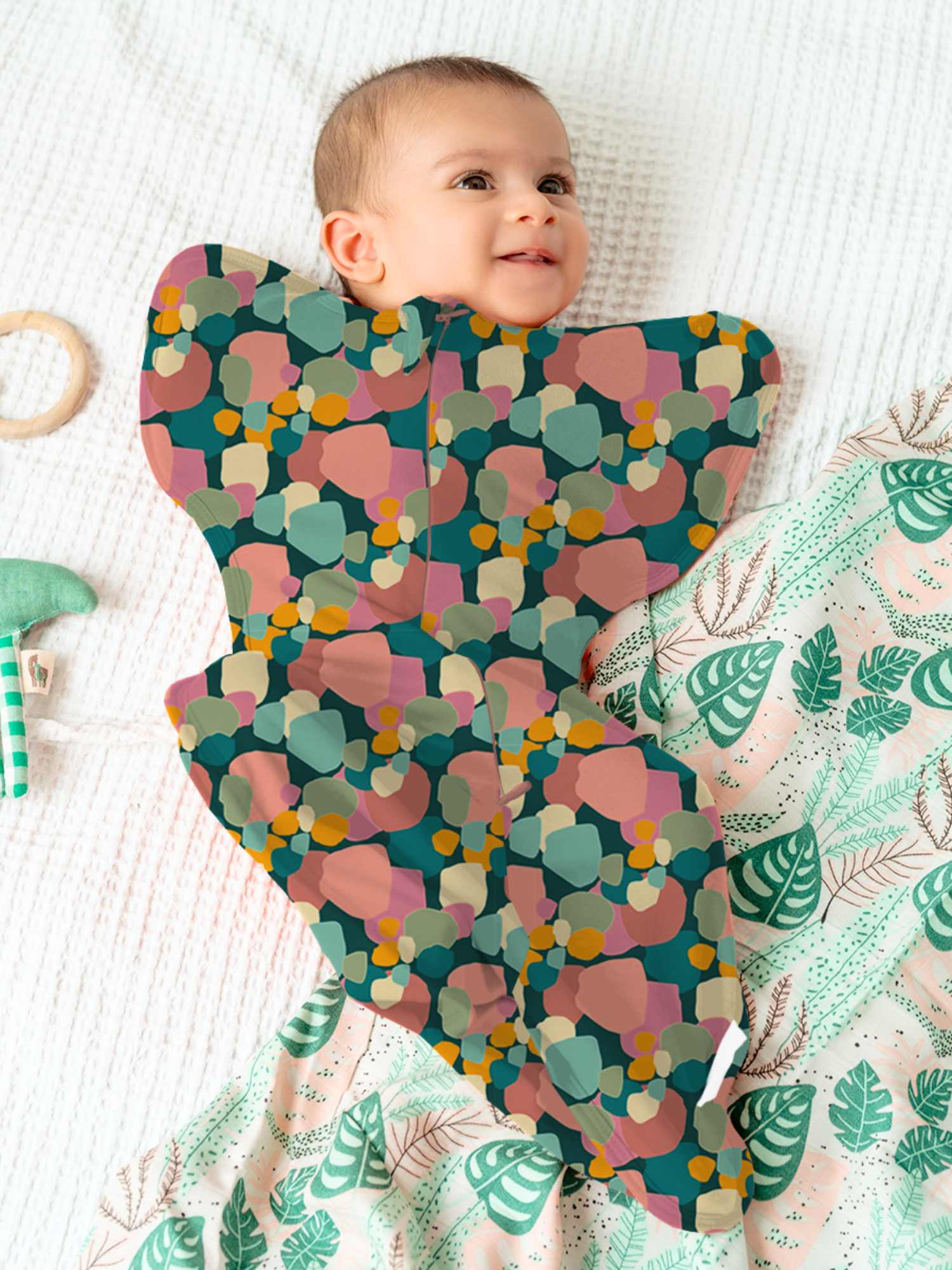 bamboo hands up swaddle pod for baby - prints