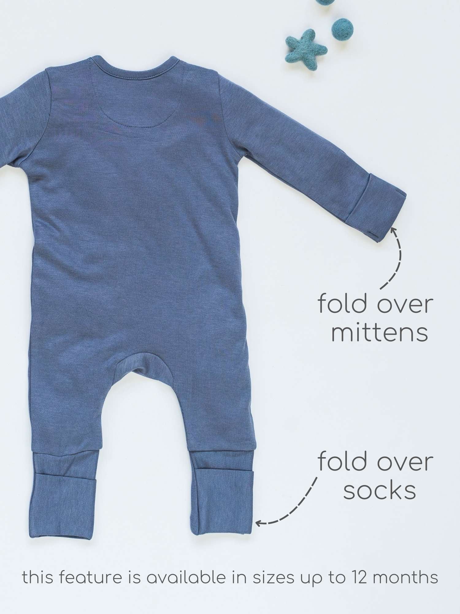 bamboo sleepsuit with reversible mittens & footie