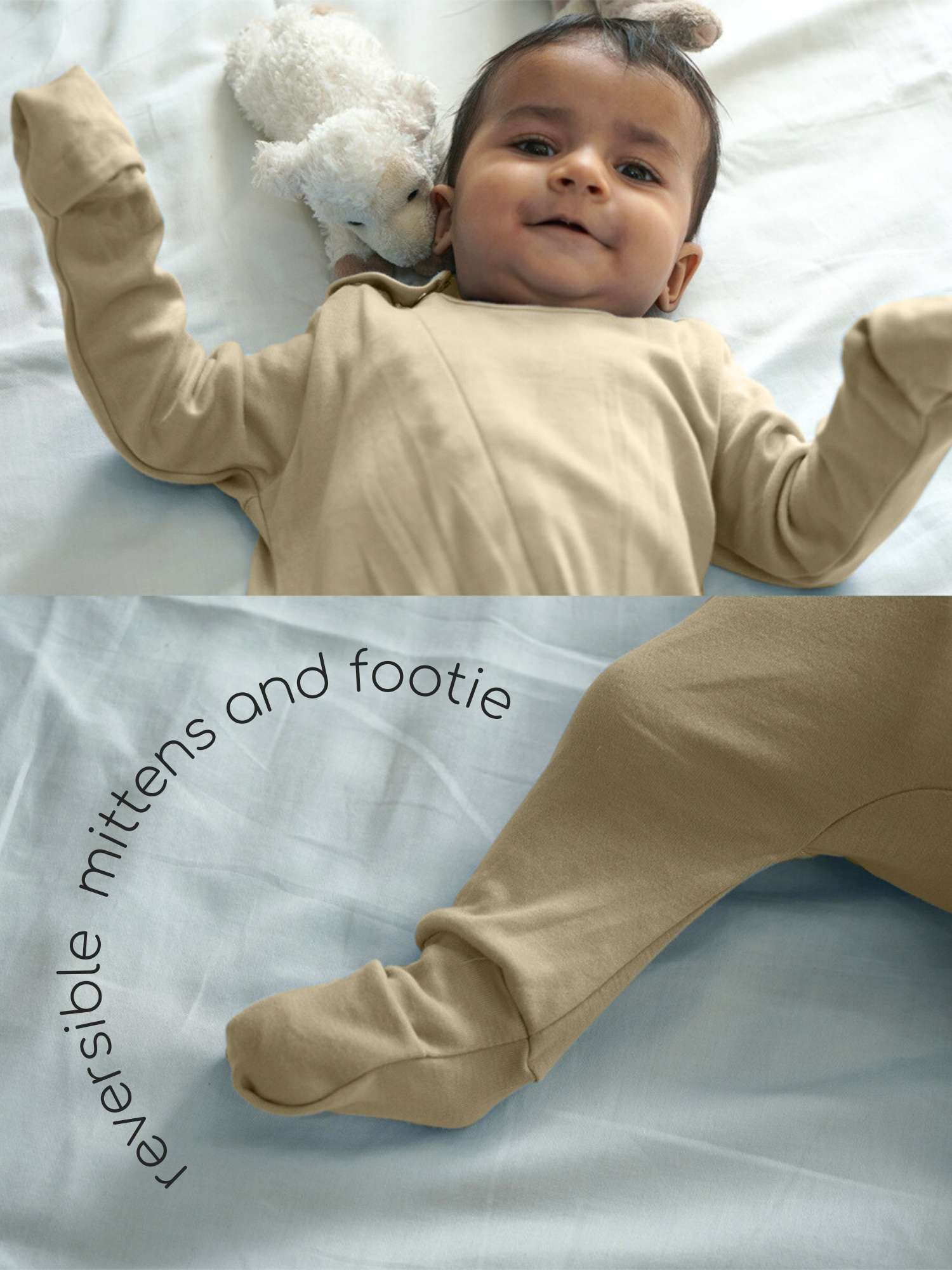 bamboo sleepsuit with reversible mittens & footie