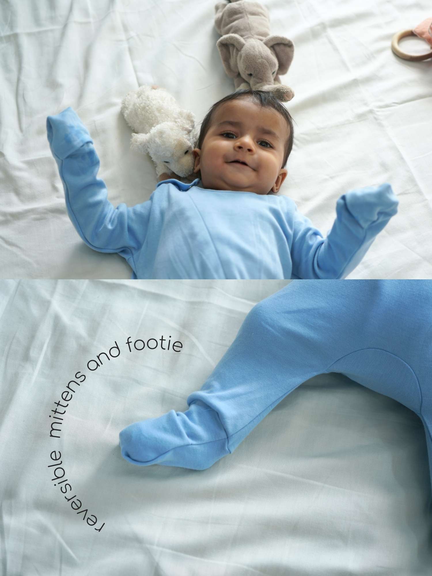 bamboo sleepsuit with reversible mittens & footie