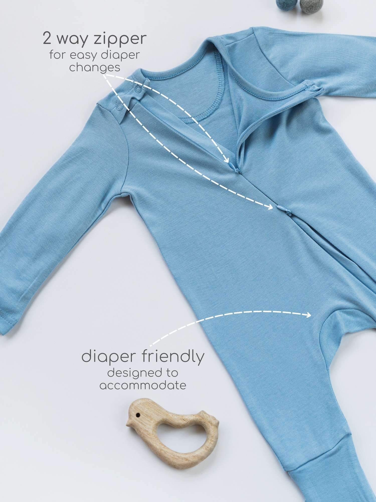 bamboo sleepsuit with reversible mittens & footie