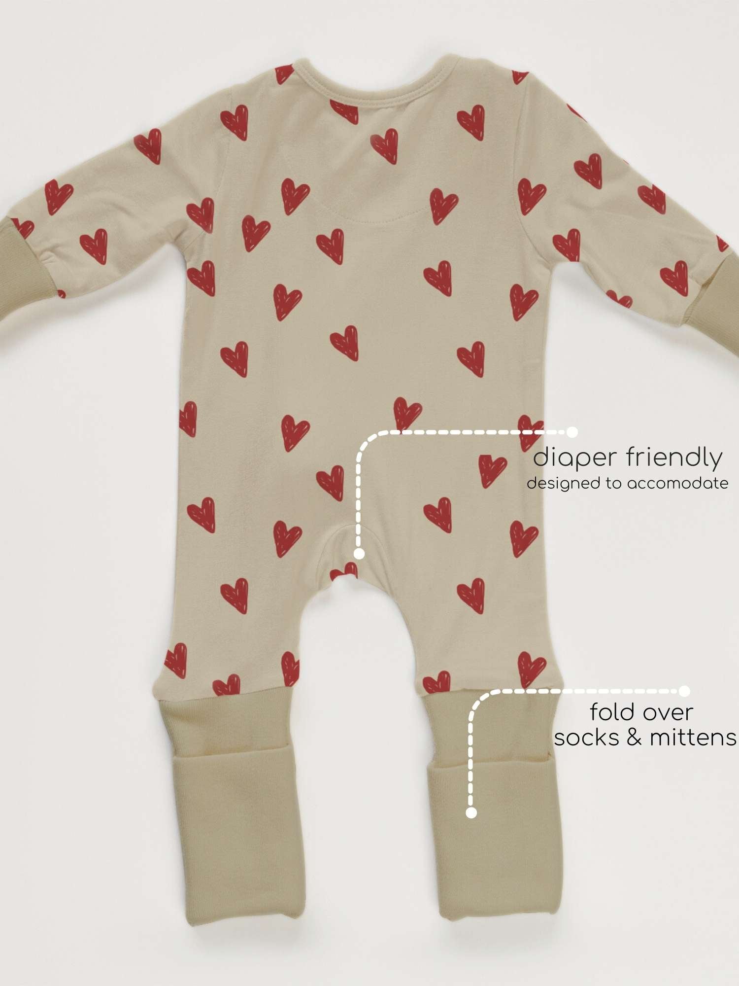bamboo sleepsuit with reversible mittens & footie