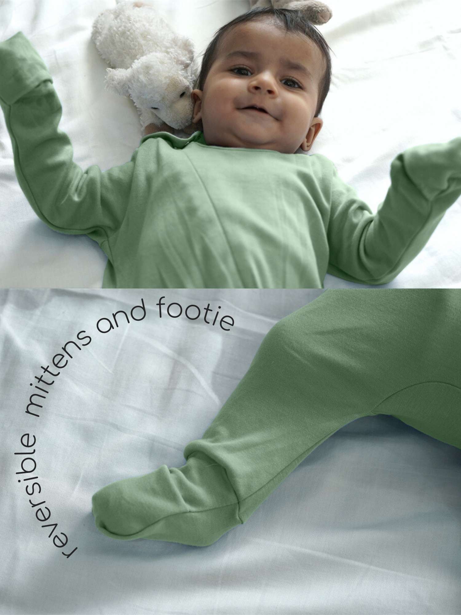 bamboo sleepsuit with reversible mittens & footie