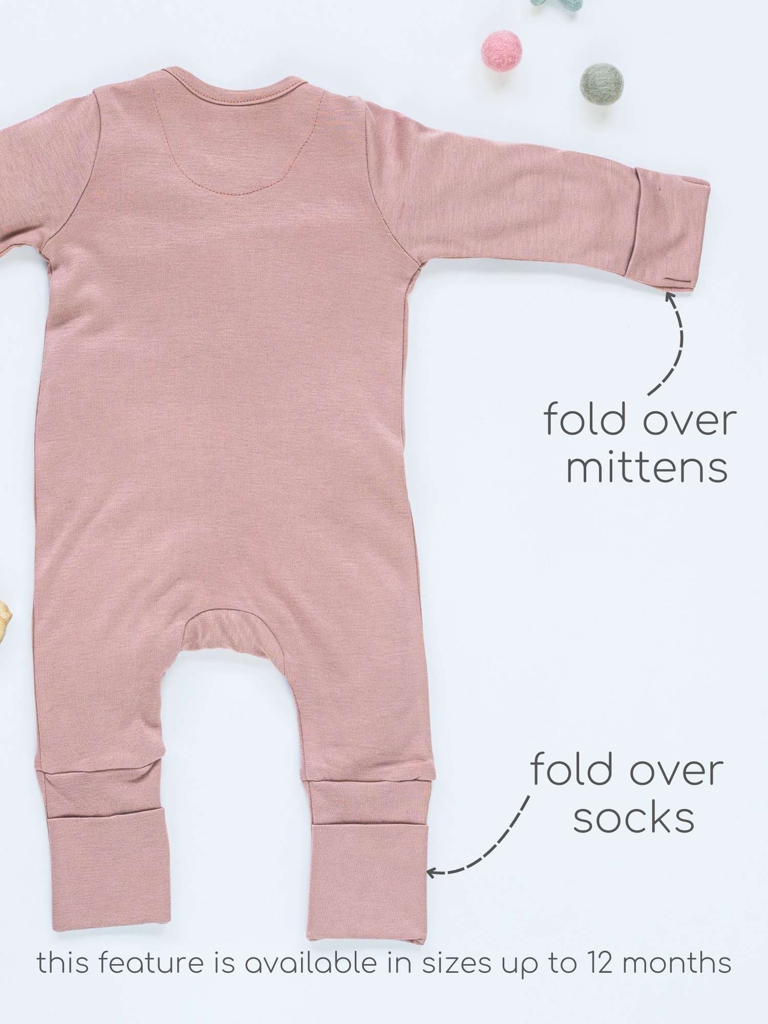 bamboo sleepsuit with reversible mittens & footie