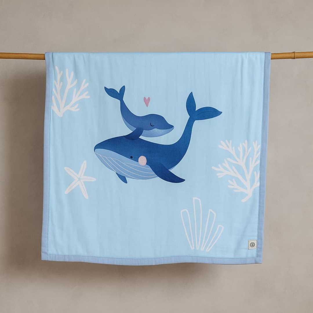 bamboo muslin baby blanket - placement print