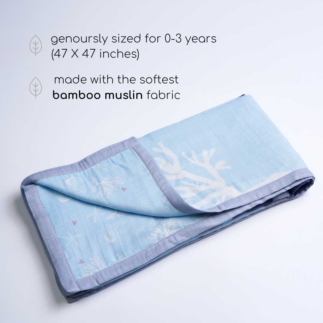 bamboo muslin baby blanket - placement print