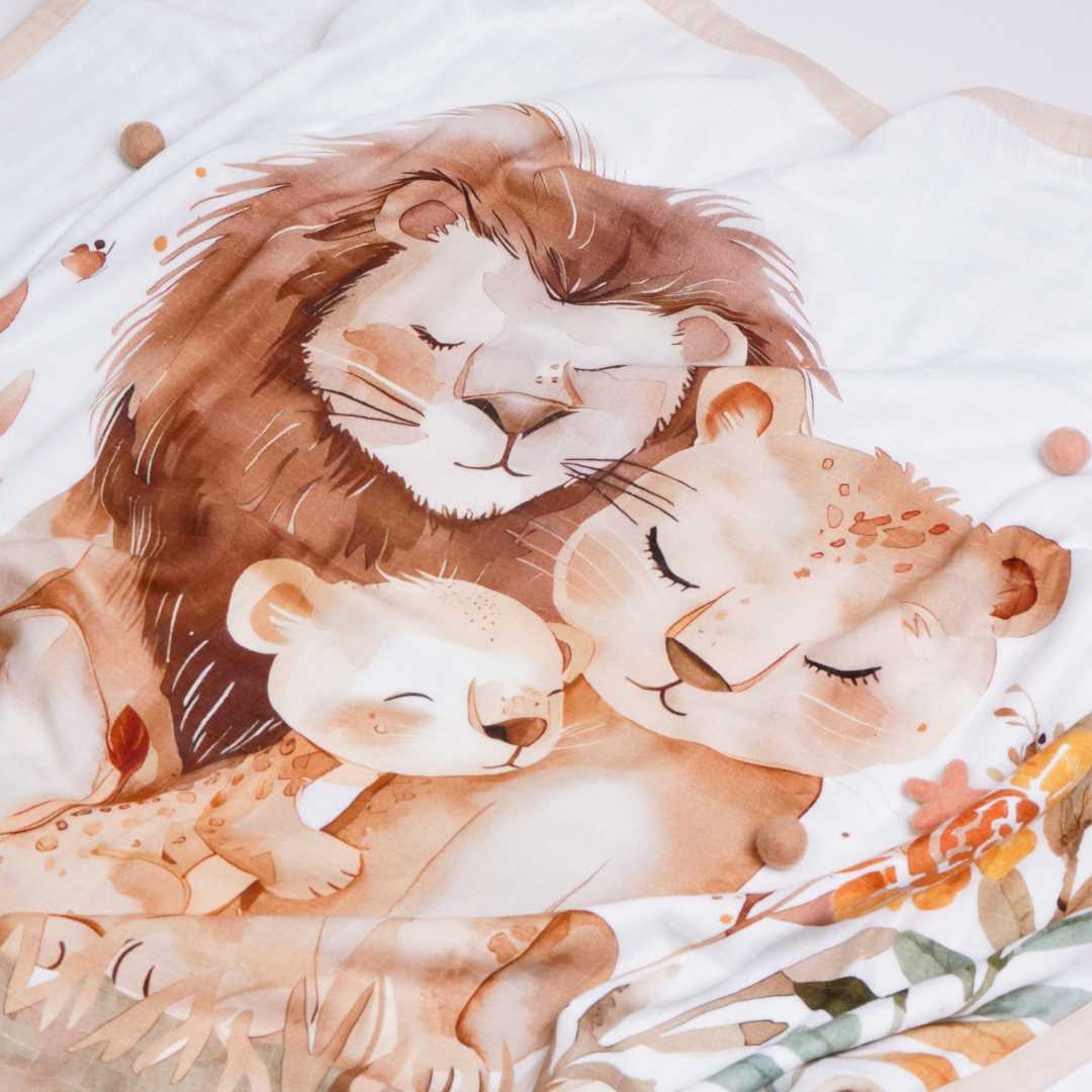 bamboo muslin baby blanket - placement print