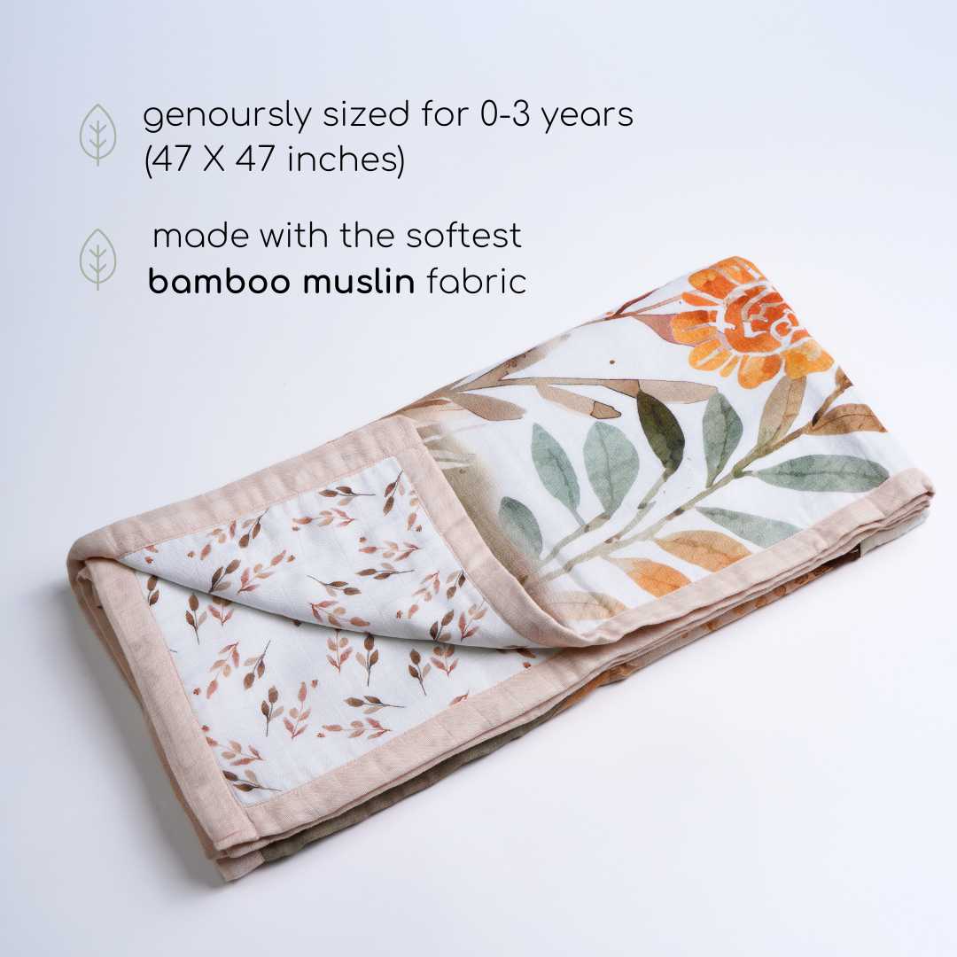 bamboo muslin baby blanket - placement print