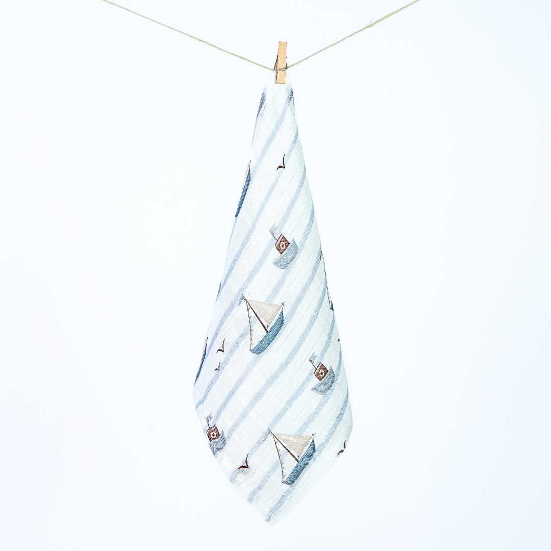 bamboo muslin wash cloth - by the sea