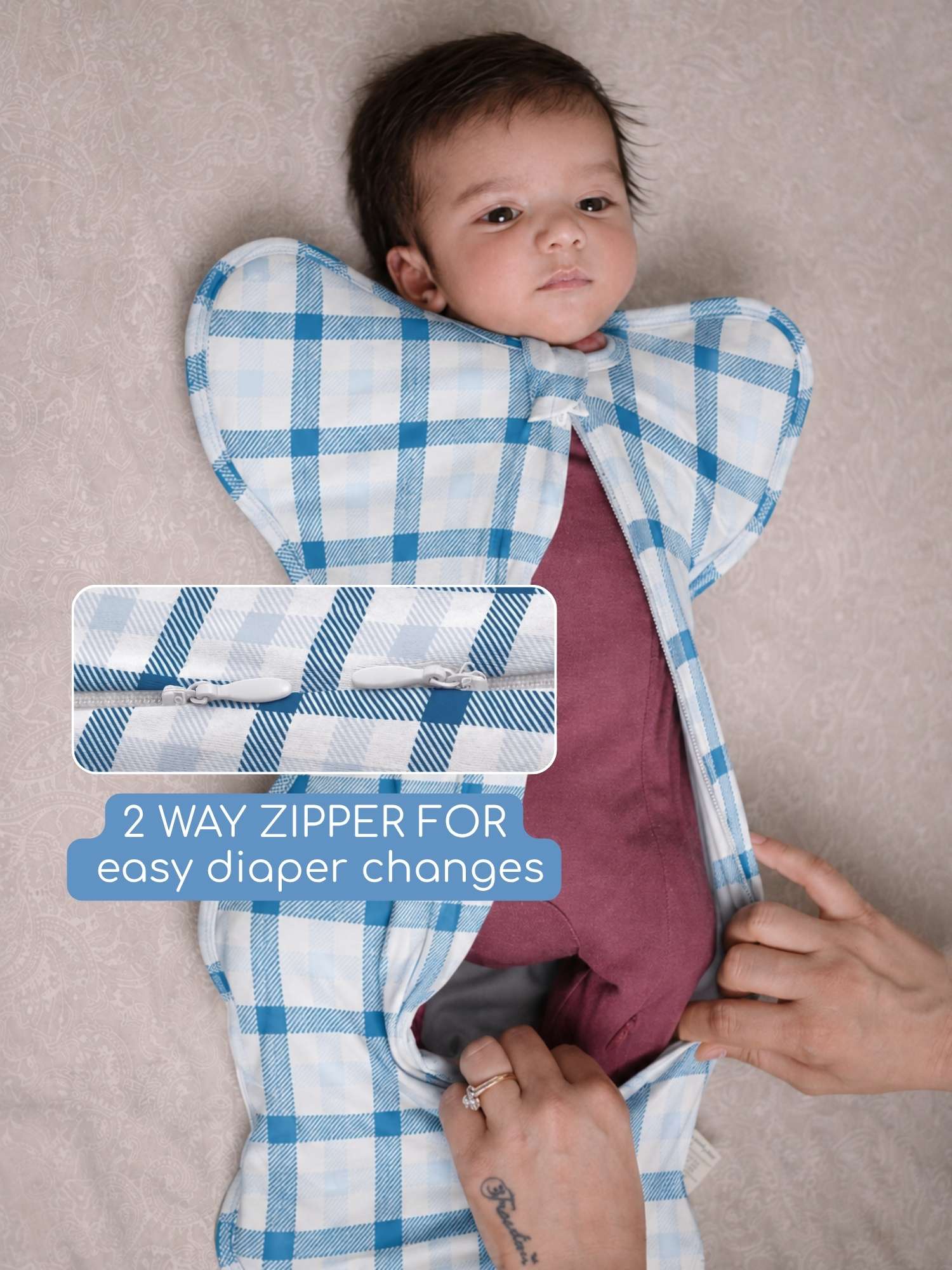 bamboo hands up swaddle pod for baby
