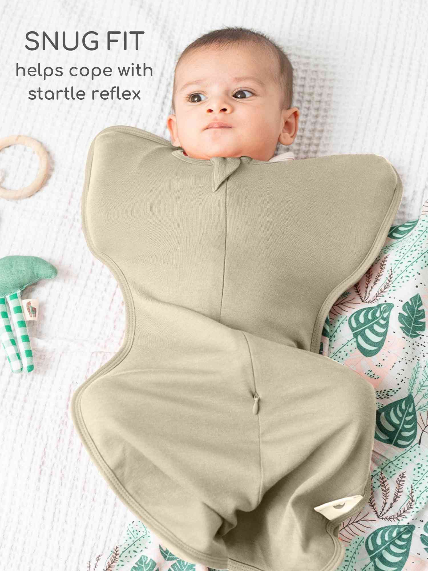 bamboo hands up swaddle pod for baby - solid colours