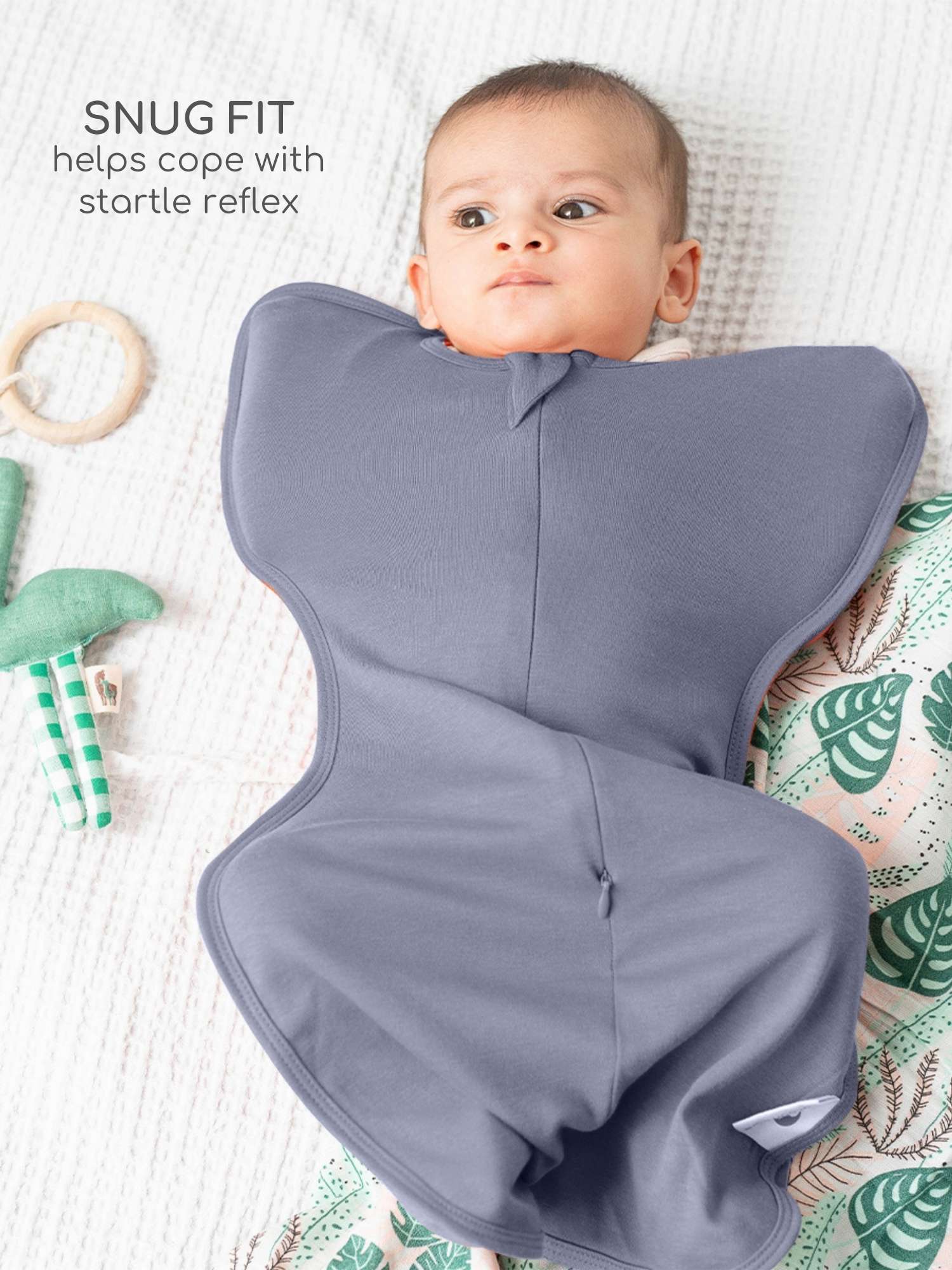 bamboo hands up swaddle pod for baby - solid colours