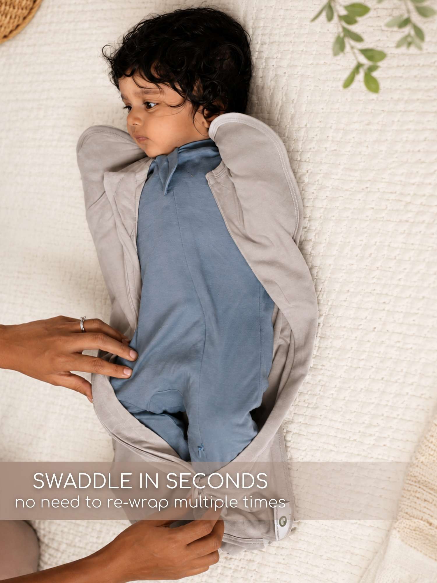 bamboo hands up swaddle pod for baby