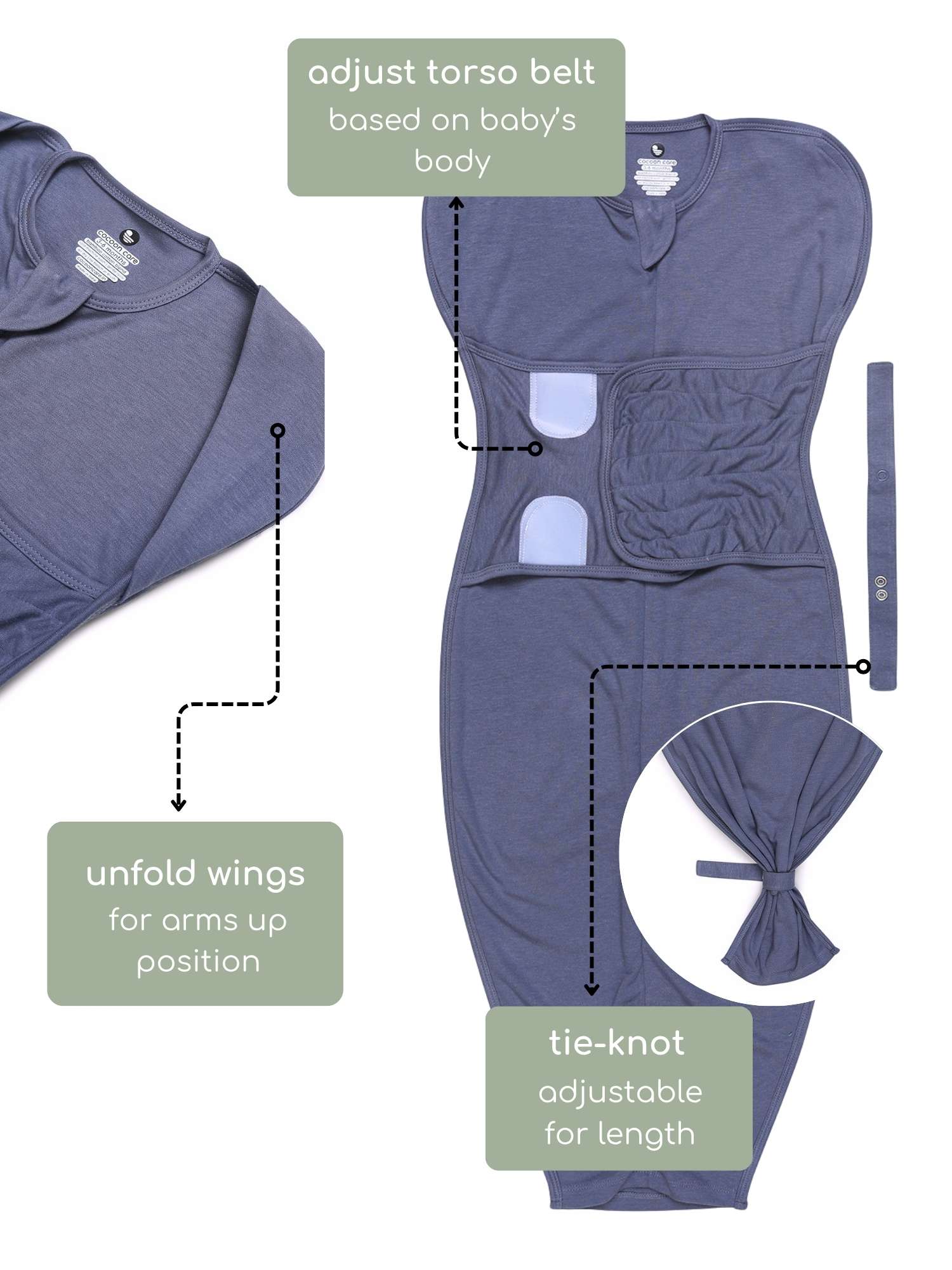 bamboo SNUGZIE™ 3 arms position swaddle pod