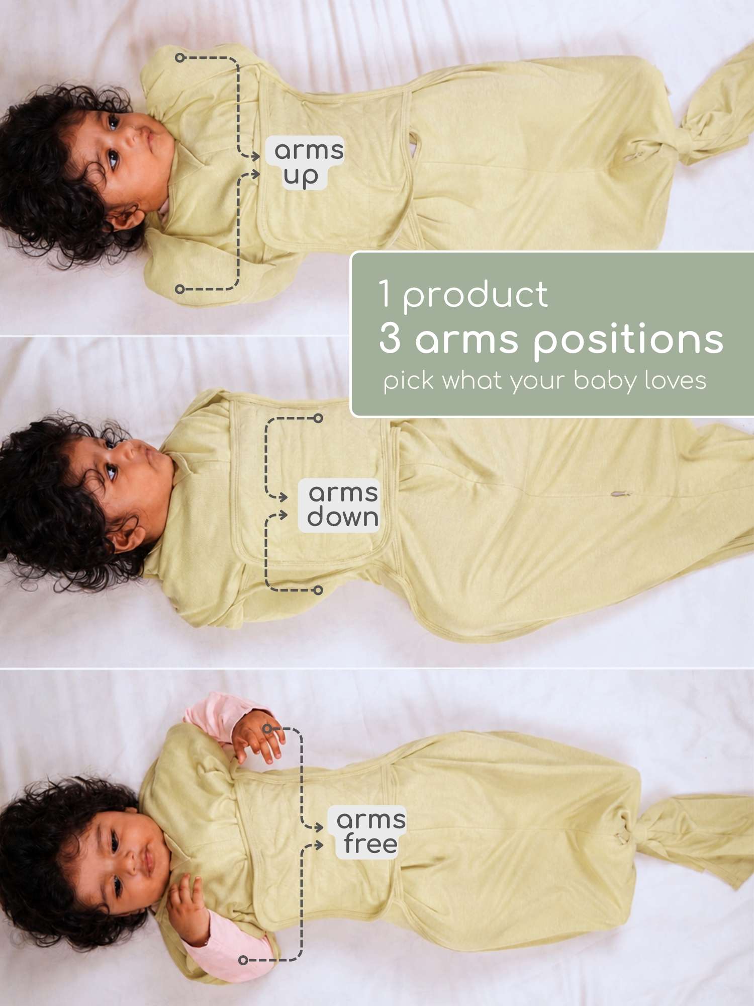 bamboo SNUGZIE™ 3 arms position swaddle pod