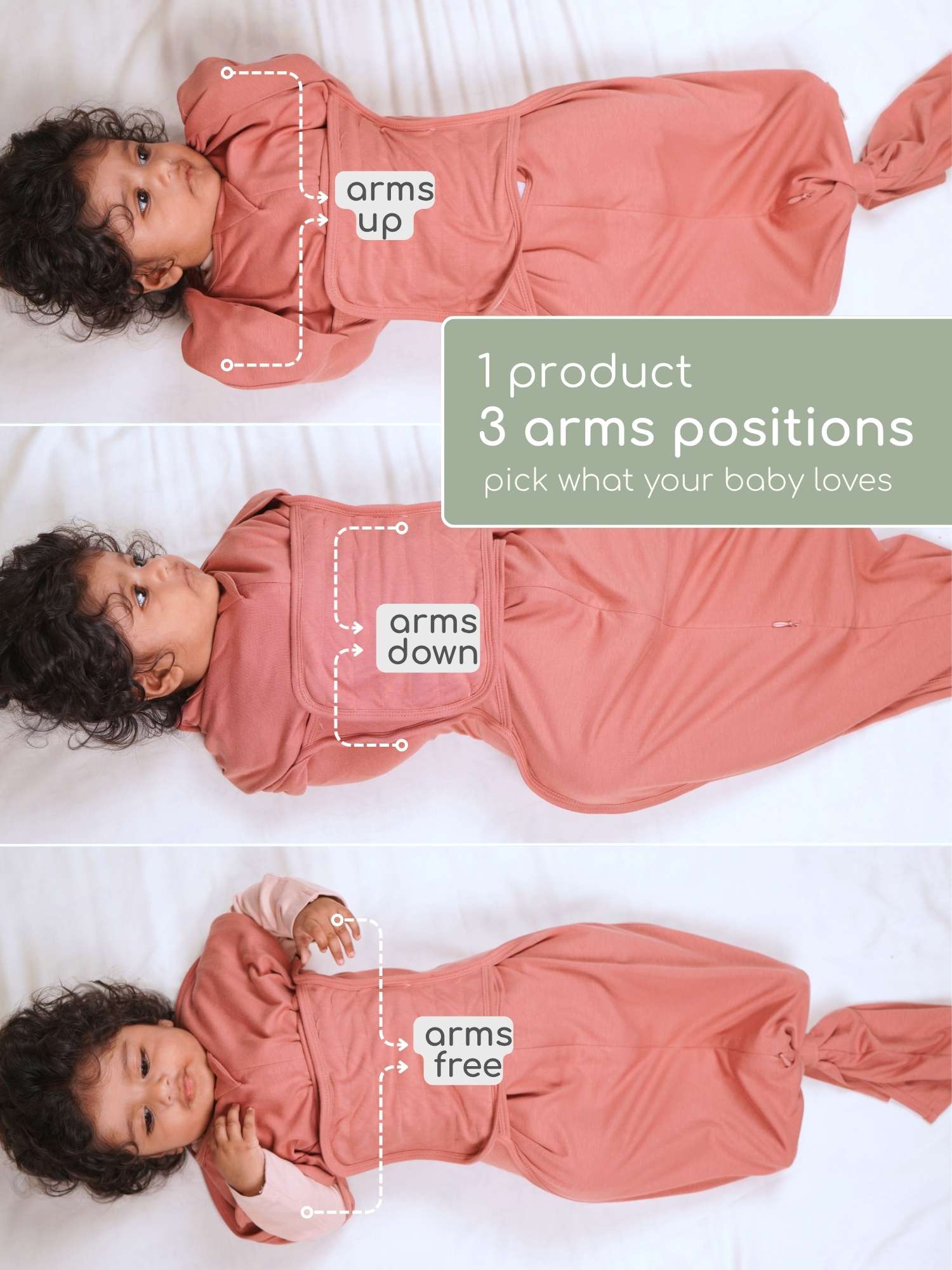 bamboo SNUGZIE™ 3 arms position swaddle pod