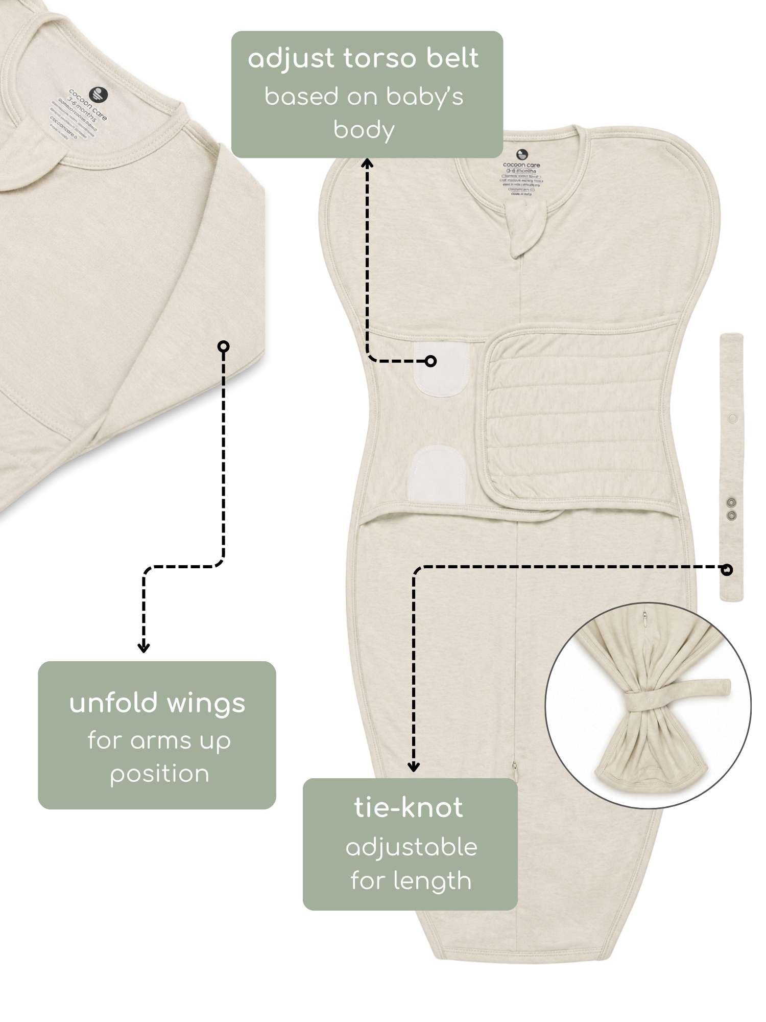 bamboo SNUGZIE™ 3 arms position swaddle pod