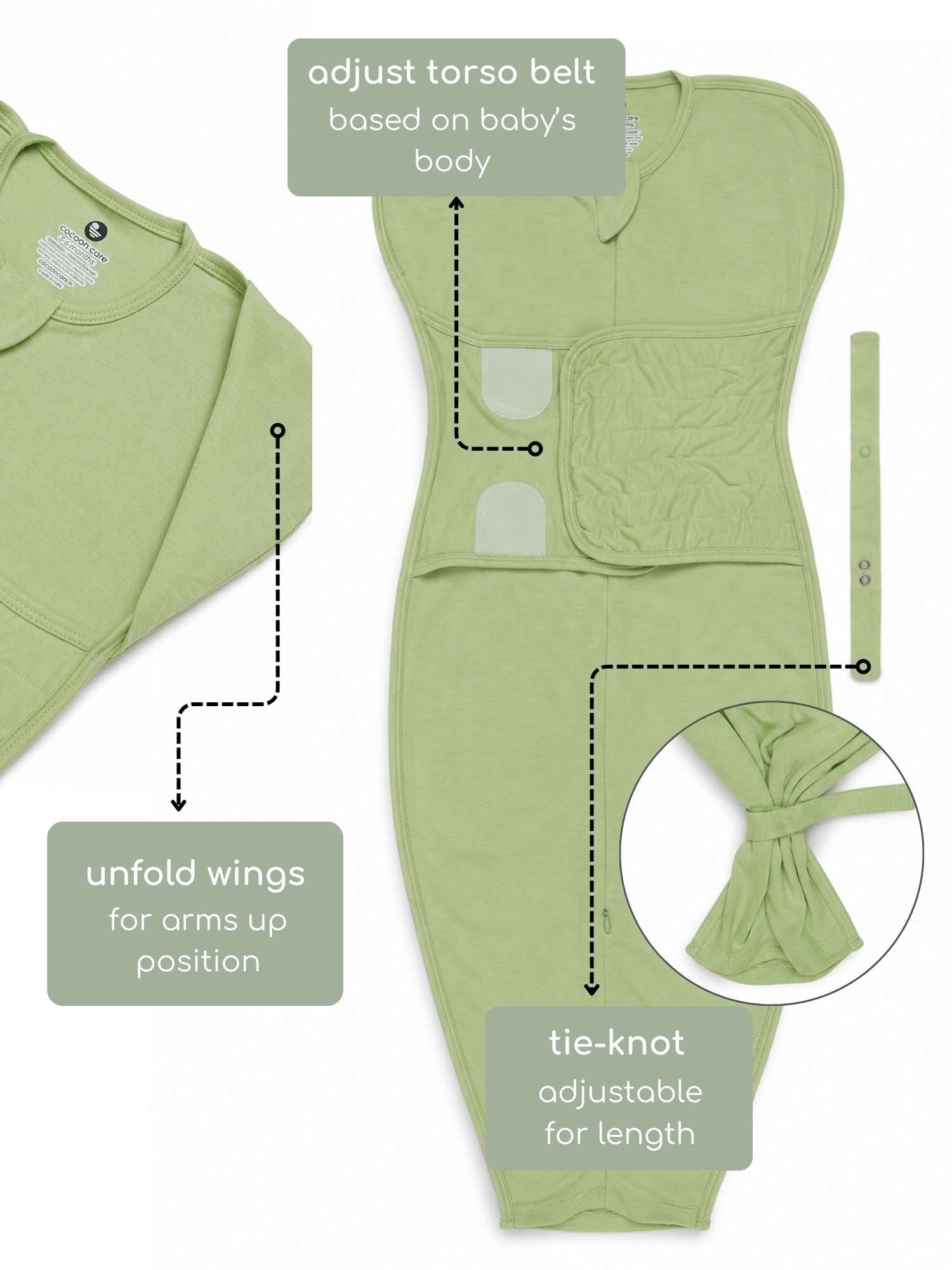 bamboo SNUGZIE™ 3 arms position swaddle pod