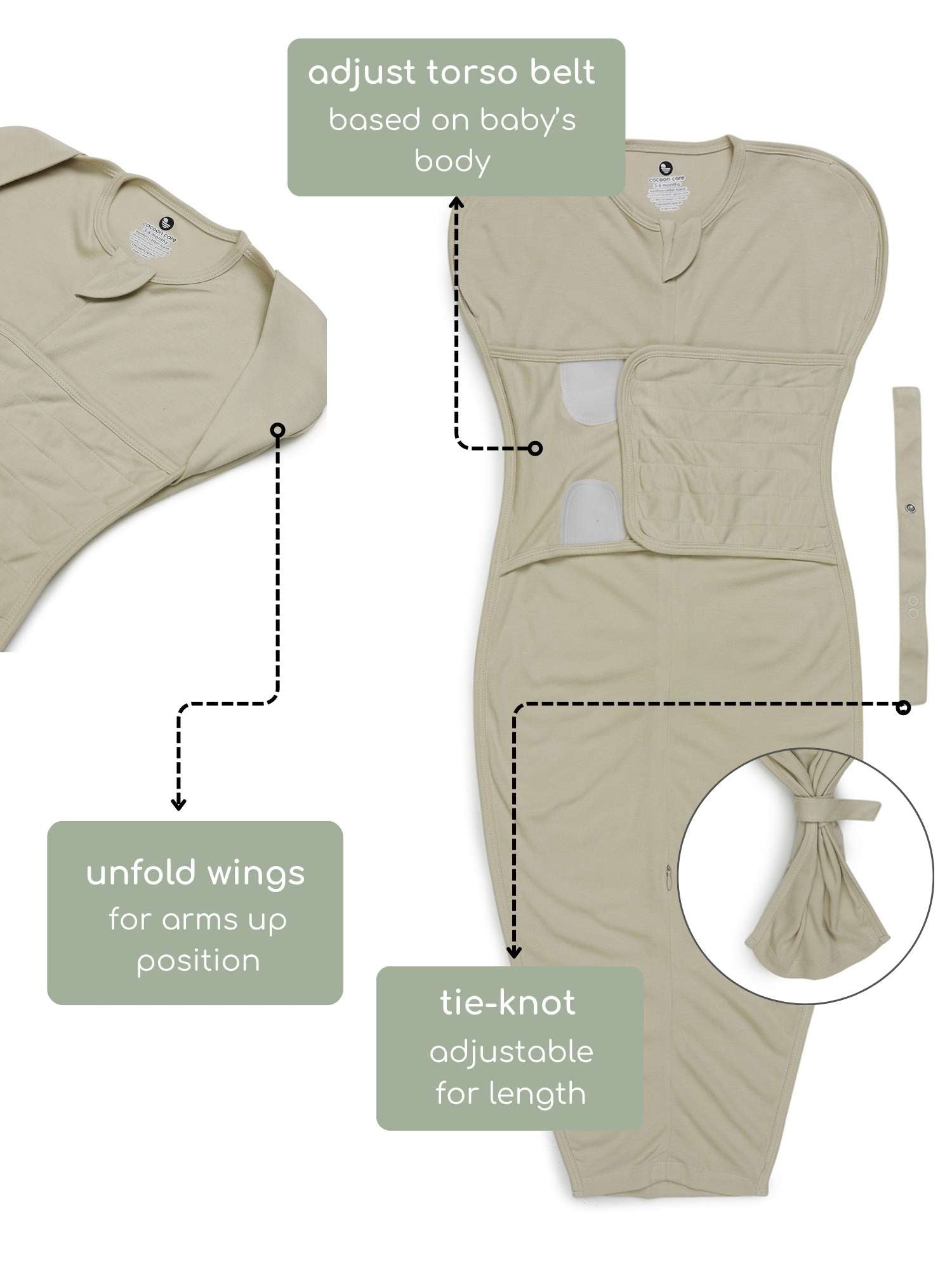 bamboo SNUGZIE™ 3 arms position swaddle pod