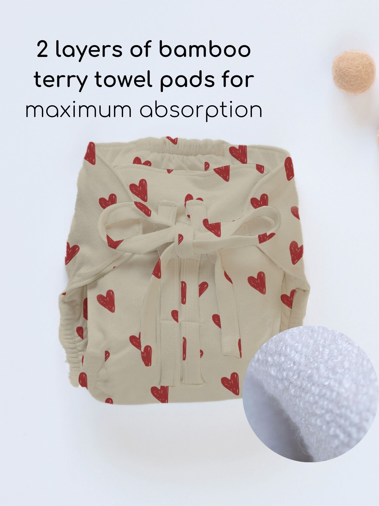 bamboo knit cloth nappy - valentine edit