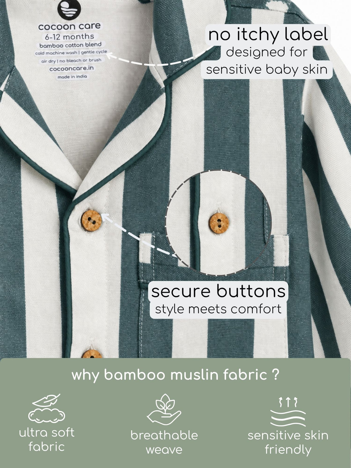 bamboo muslin nightsuit set