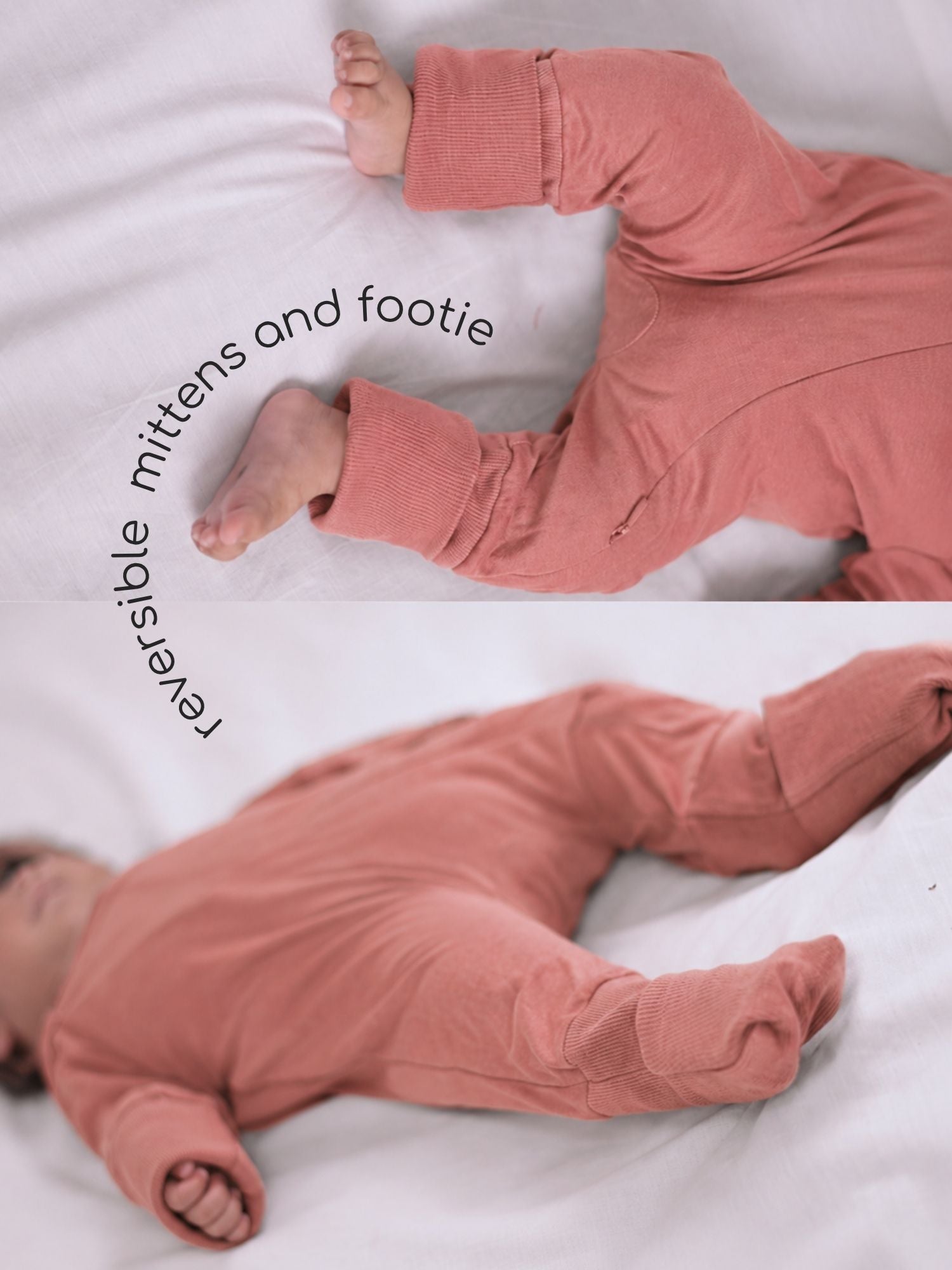 bamboo sleepsuit with reversible mittens & footie