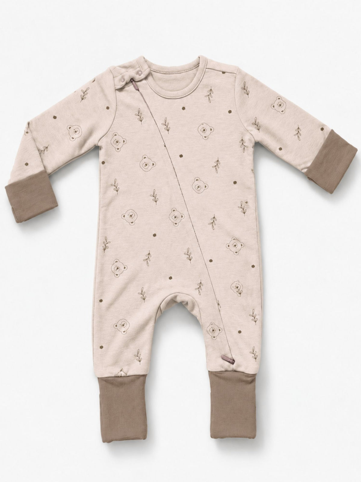 bamboo sleepsuit with reversible mittens & footie
