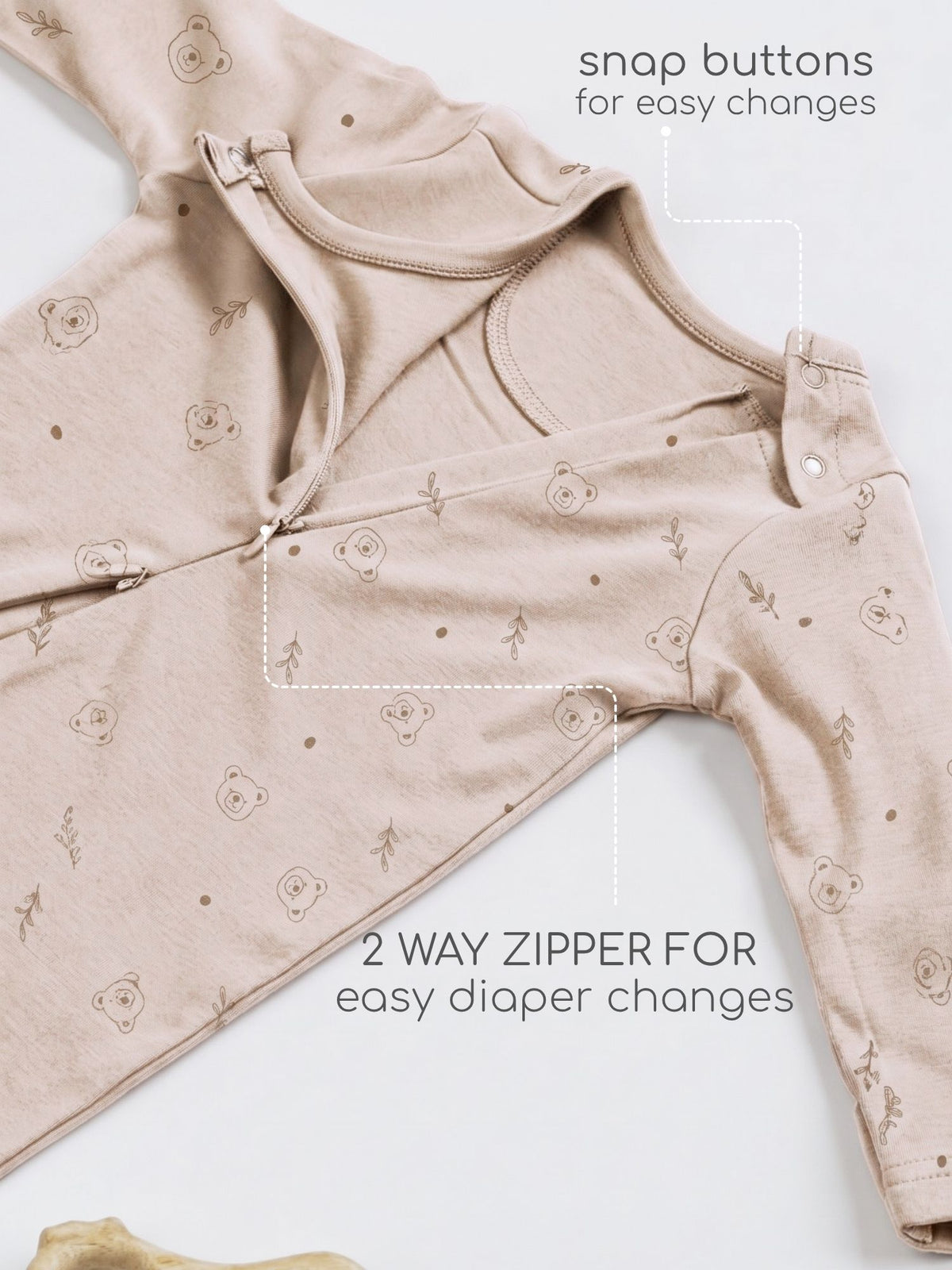 bamboo sleepsuit with reversible mittens & footie
