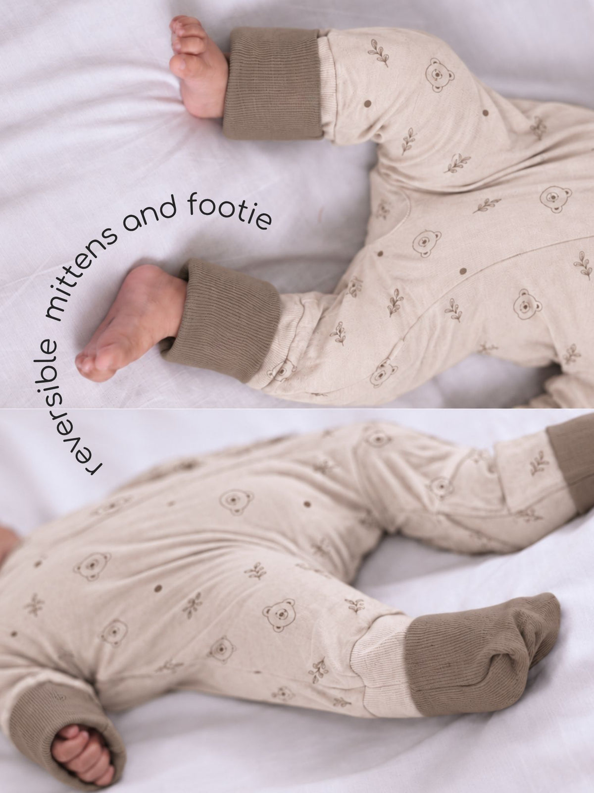 bamboo sleepsuit with reversible mittens & footie