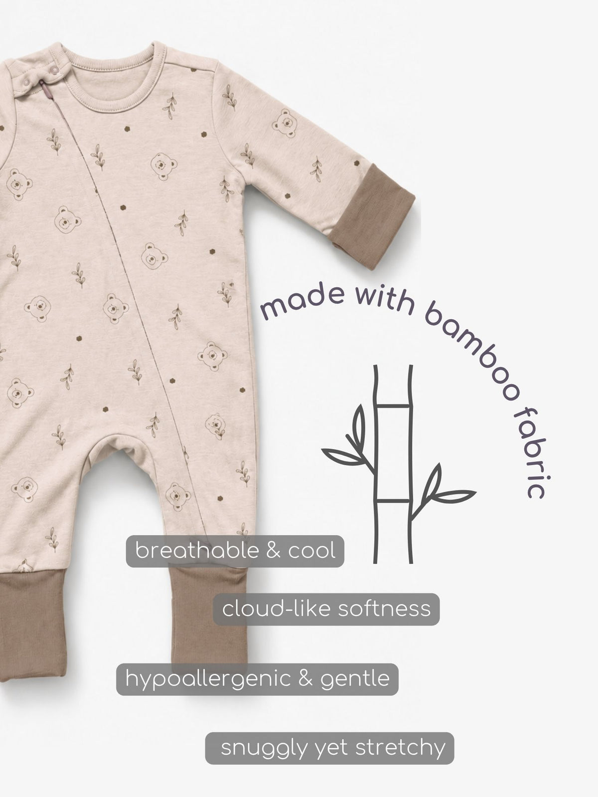 bamboo sleepsuit with reversible mittens & footie