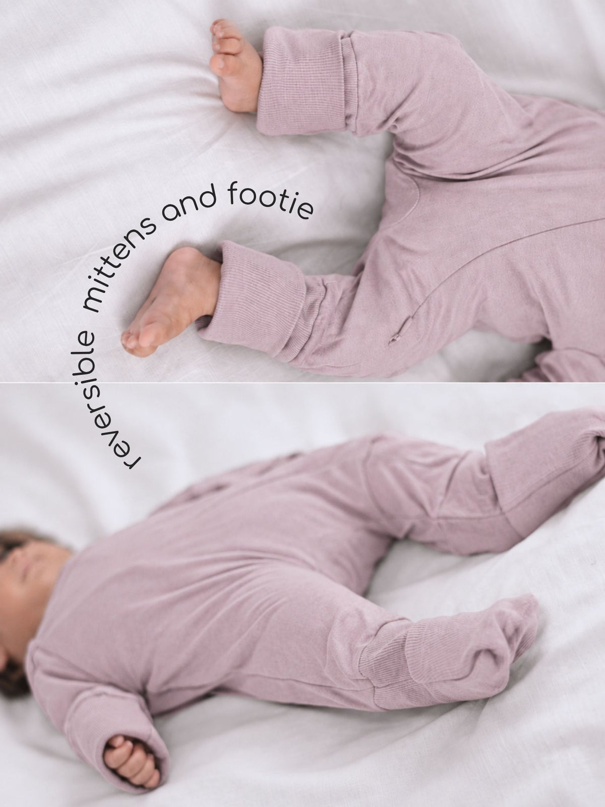 bamboo sleepsuit with reversible mittens & footie