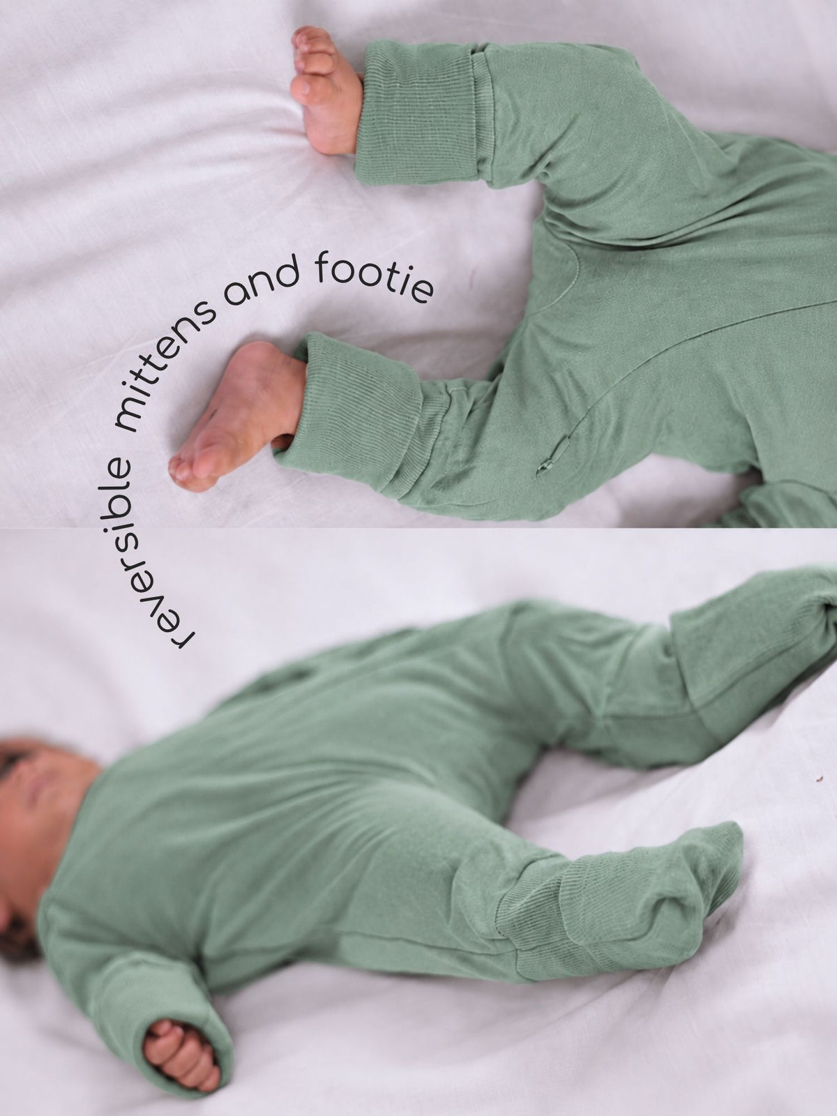 bamboo sleepsuit with reversible mittens & footie