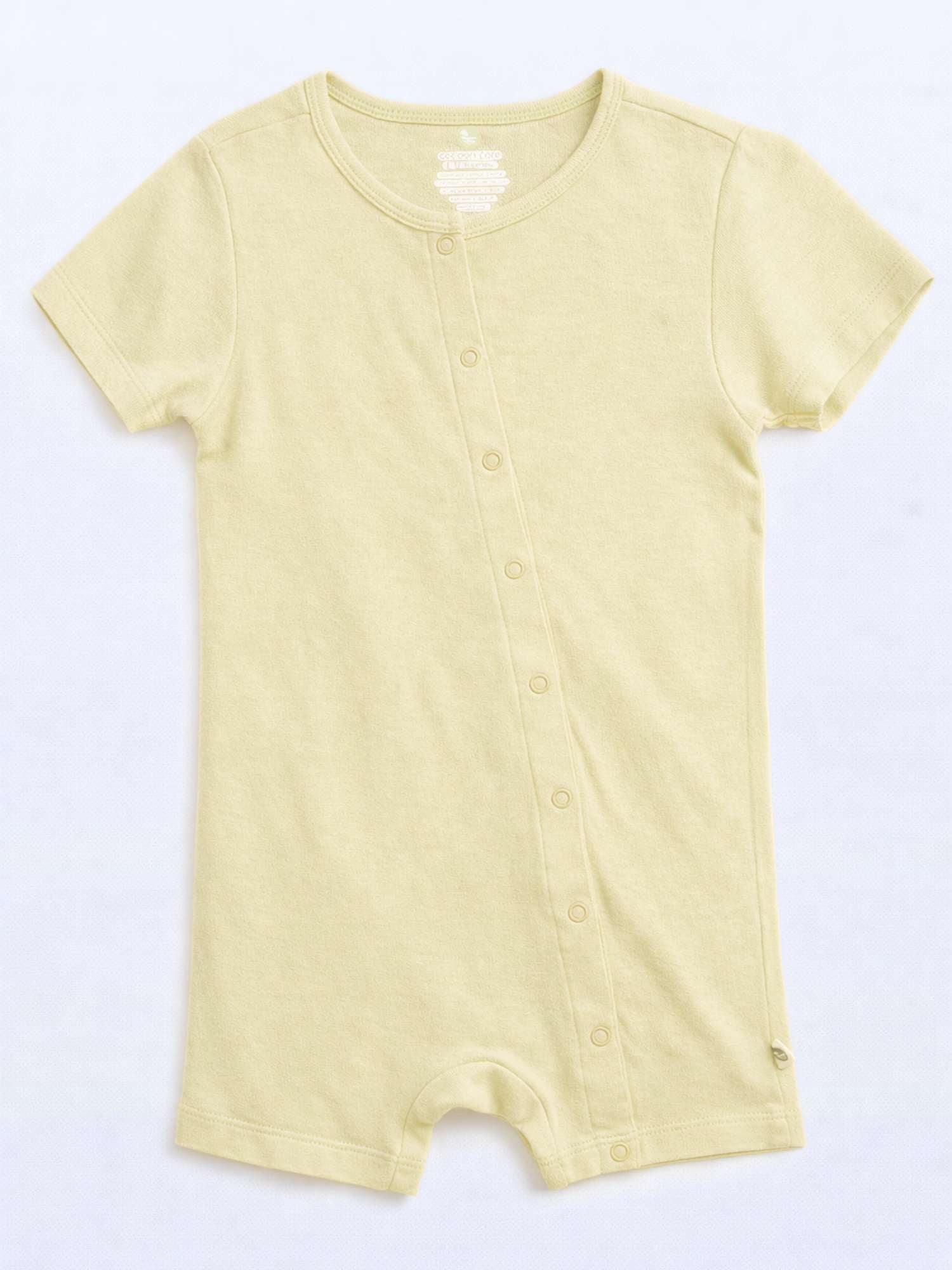 short sleeve bamboo knit romper with snap buttons