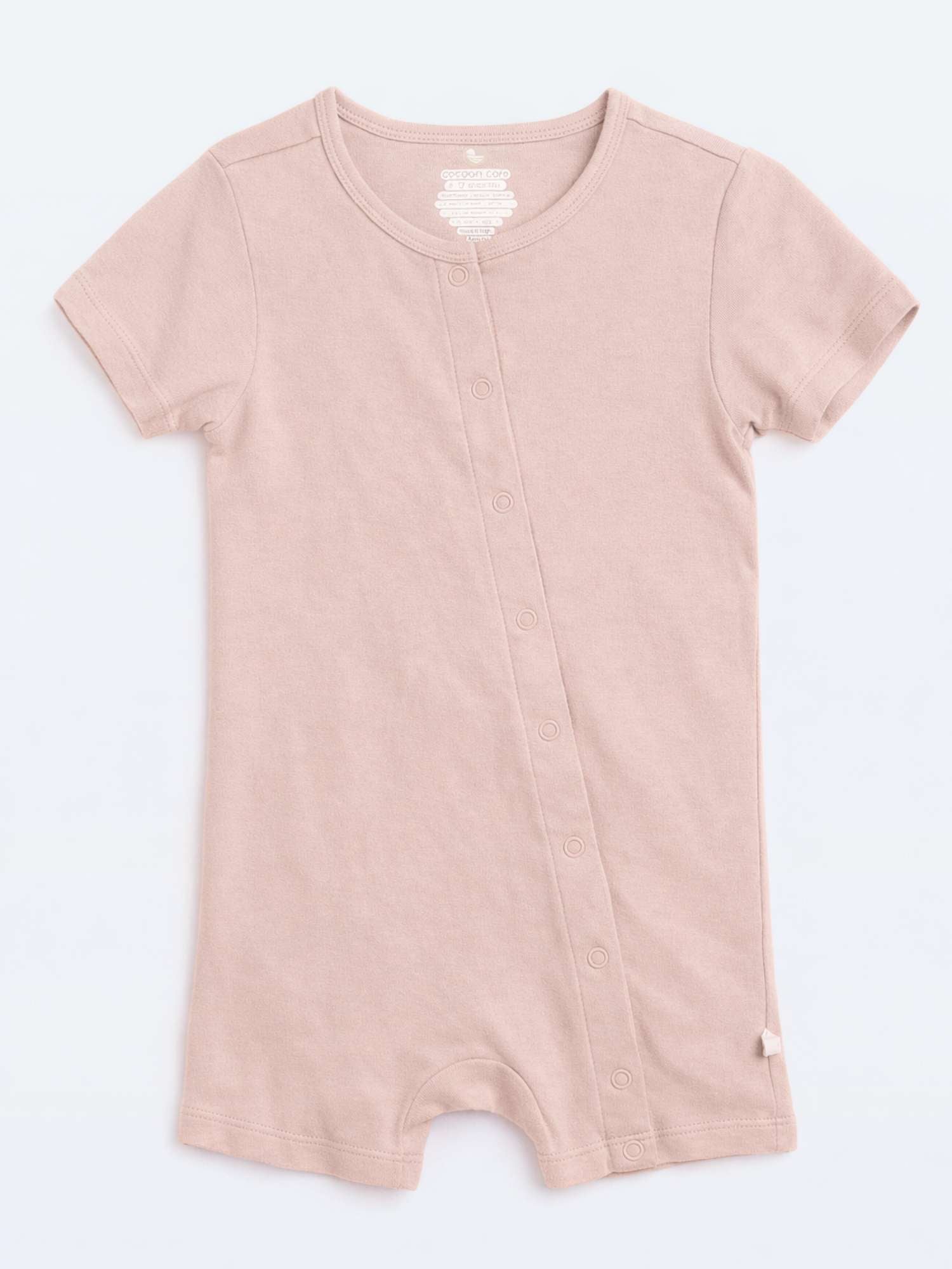 short sleeve bamboo knit romper with snap buttons