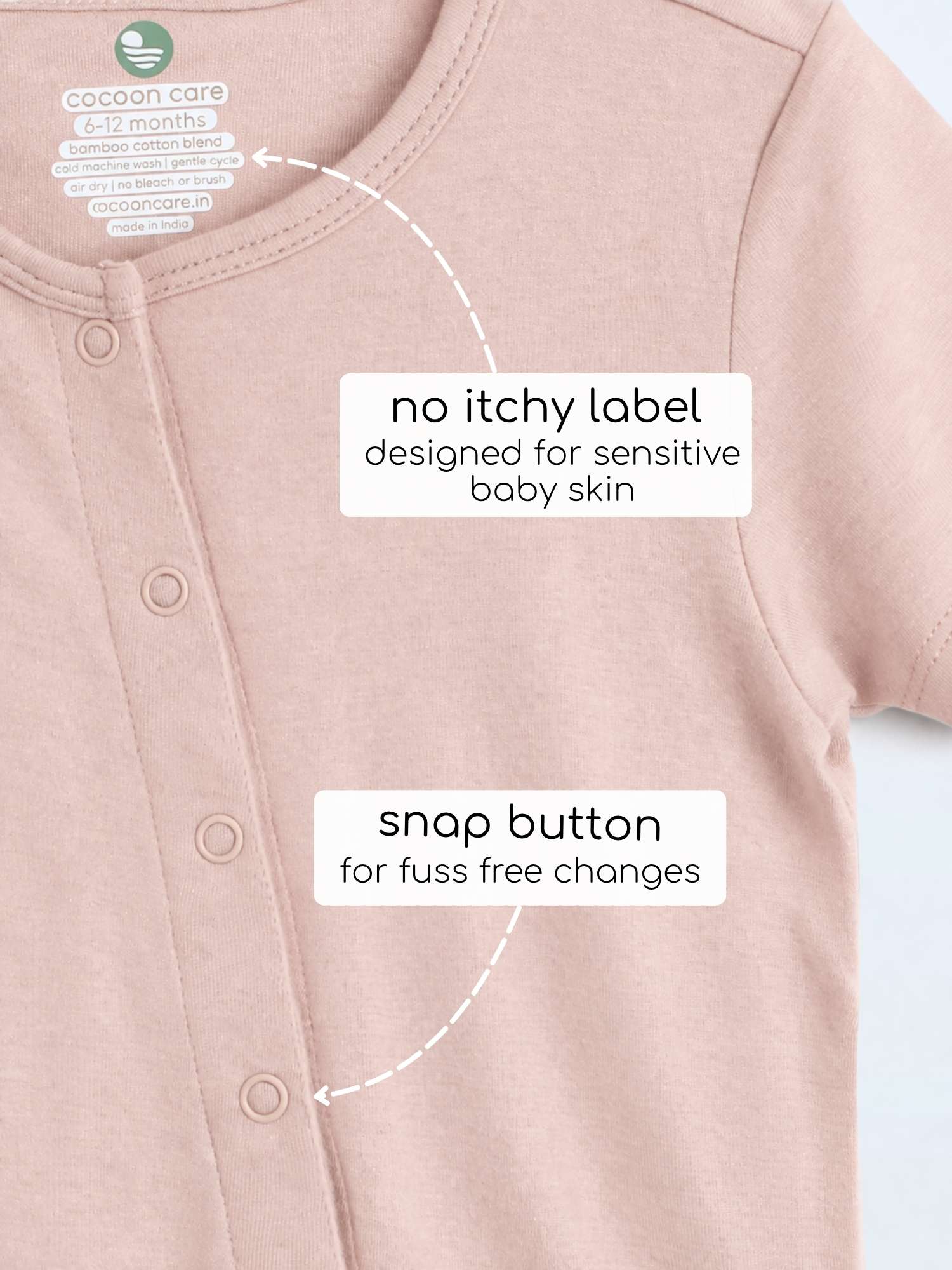 short sleeve bamboo knit romper with snap buttons