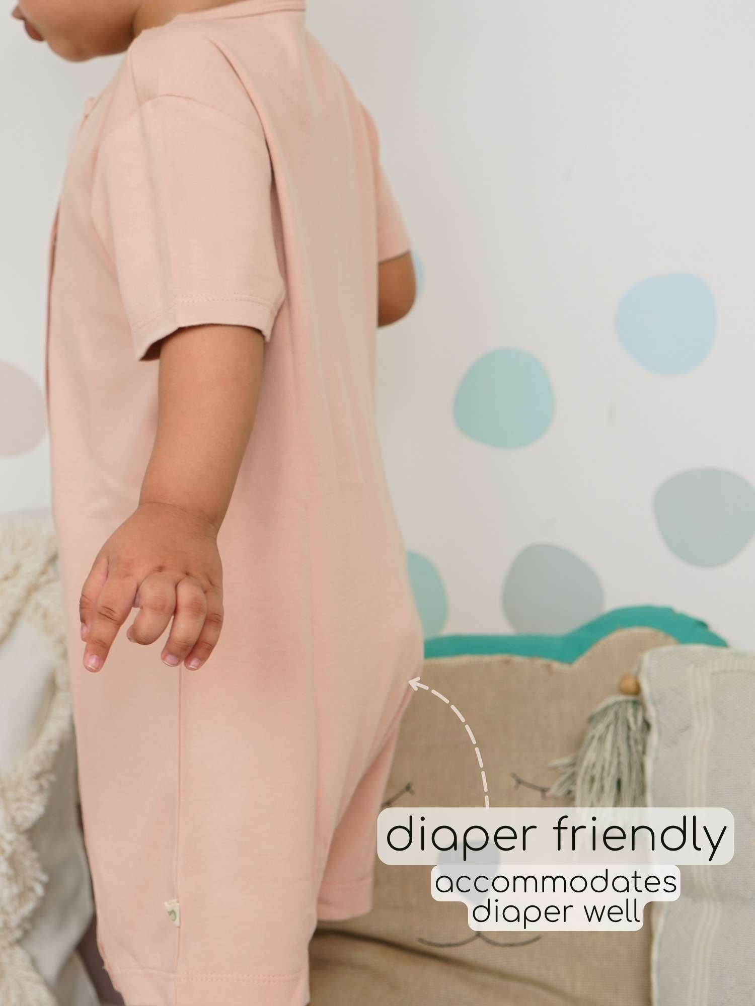 short sleeve bamboo knit romper with snap buttons