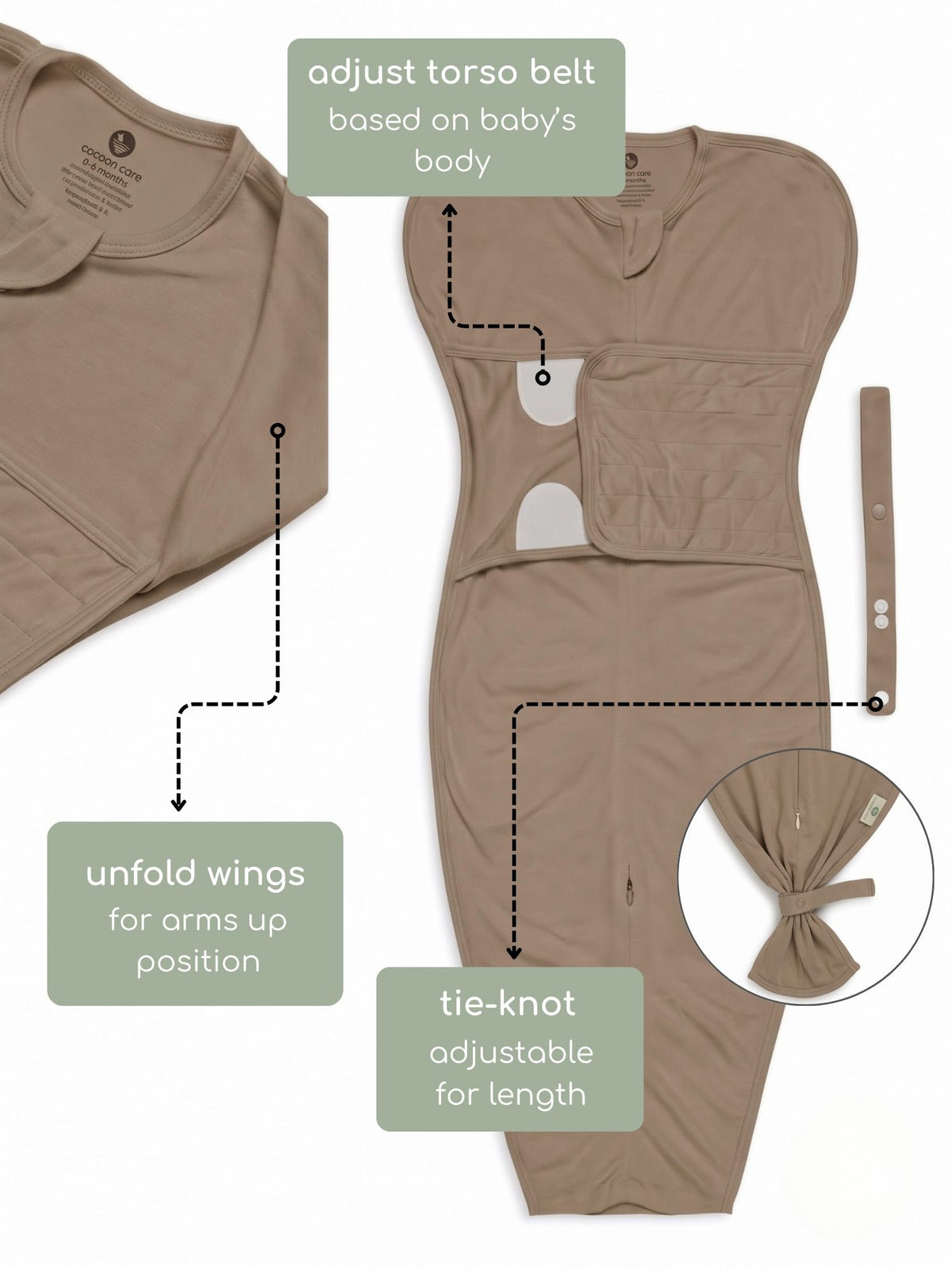 bamboo SNUGZIE™ 3 arms position swaddle pod